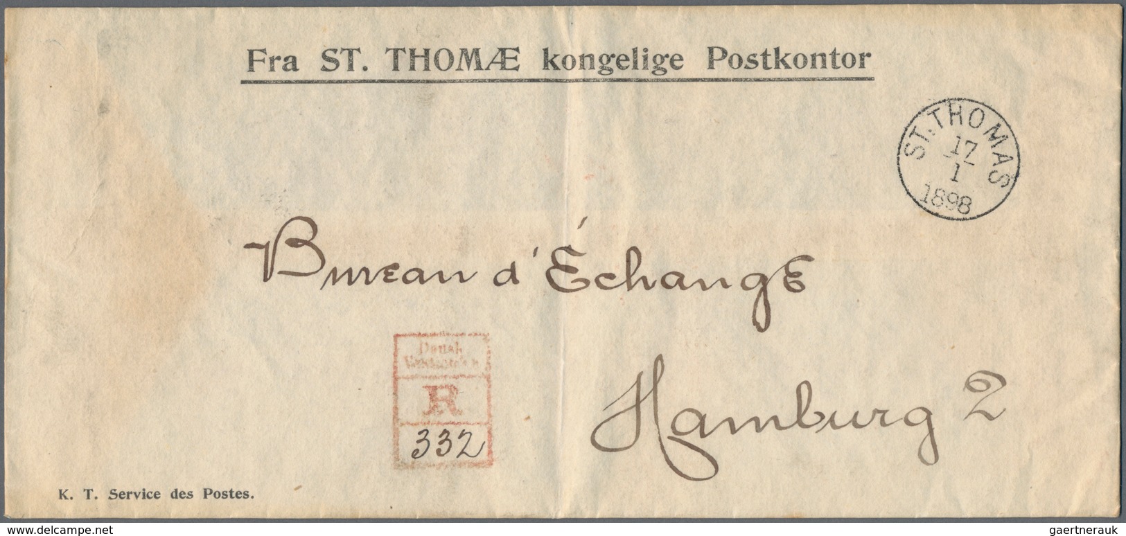 Dänisch-Westindien: 1898, Registered "Service Des Postes" Letter (centre Fold) From "ST.THOMAS 17/1 - Dinamarca (Antillas)