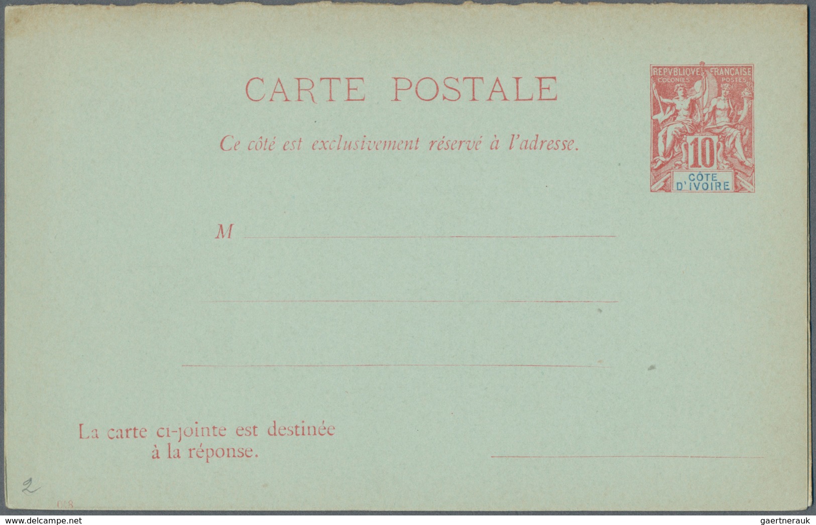 Elfenbeinküste: 1892/1919 Small Collection Of Ca. 60 Unused Postal Stationery Postcards And Envelope - Cartas & Documentos