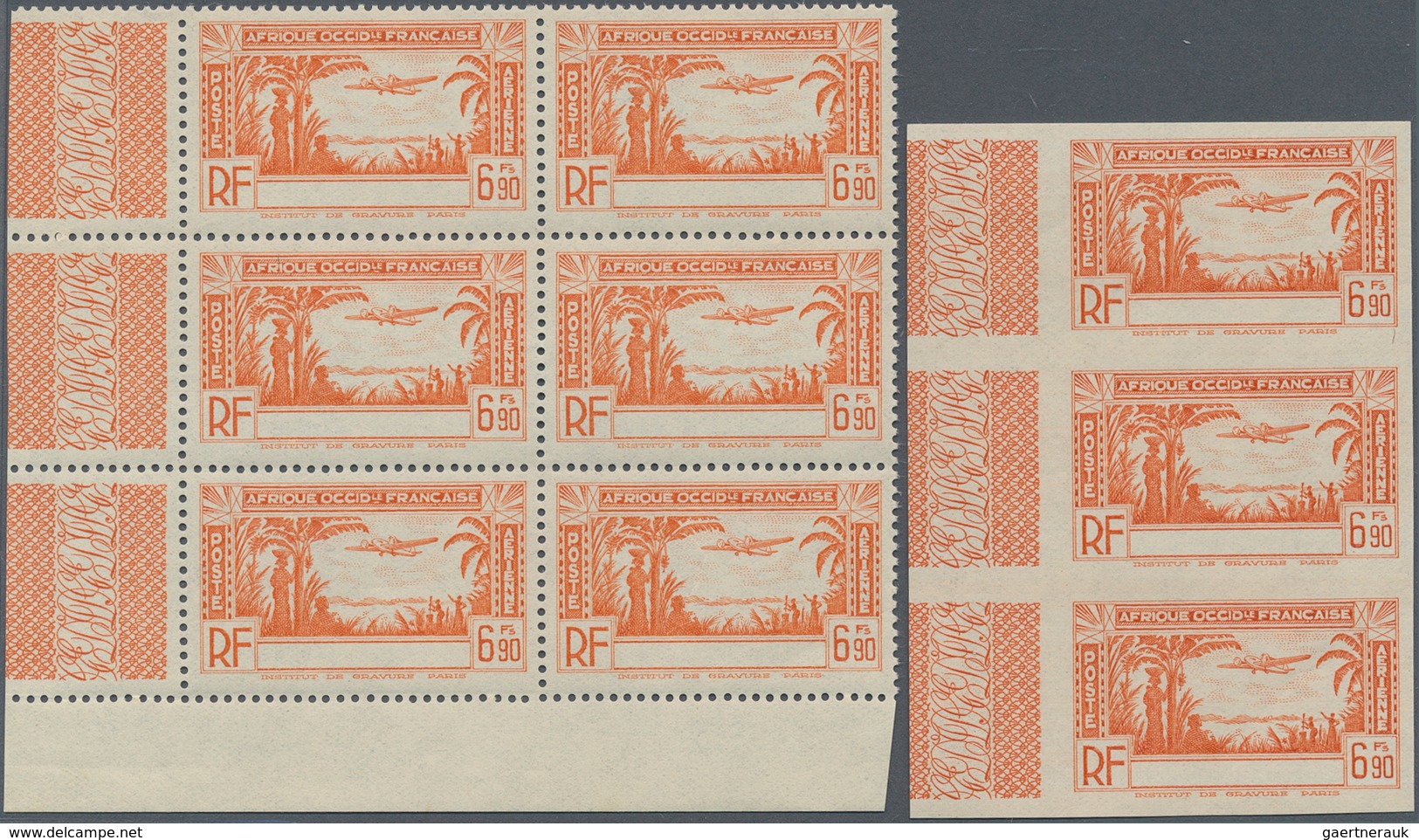 Elfenbeinküste: 1940, Airmail Issue 6.90fr. Orange WITHOUT COUNTRY NAME In A Lot With 56 Perforate A - Cartas & Documentos