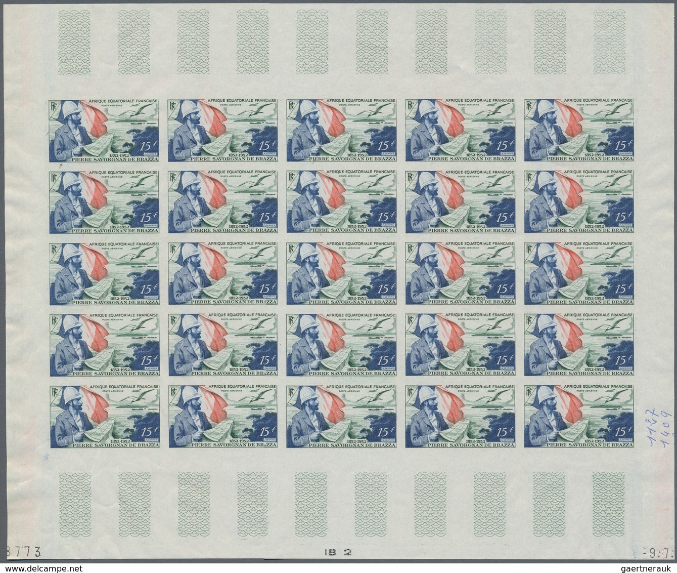 Französisch-Äquatorialafrika: 1951/1957, IMPERFORATE COLOUR PROOFS, MNH collection of 18 complete sh