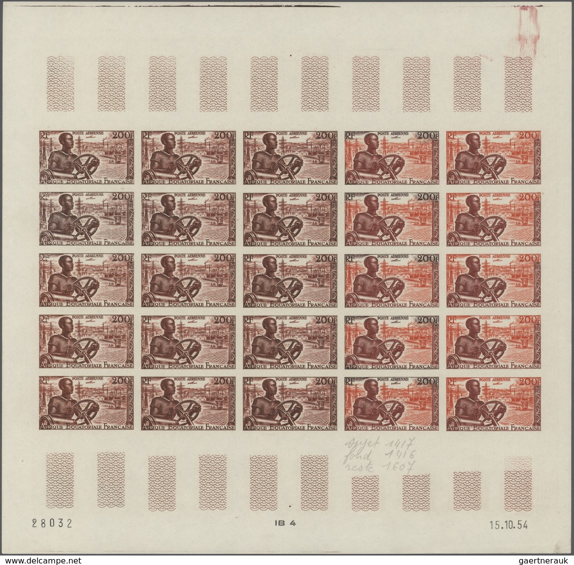 Französisch-Äquatorialafrika: 1955, Airmails "Pictorials" 50fr., 100fr. And 200fr., Three Imperforat - Briefe U. Dokumente