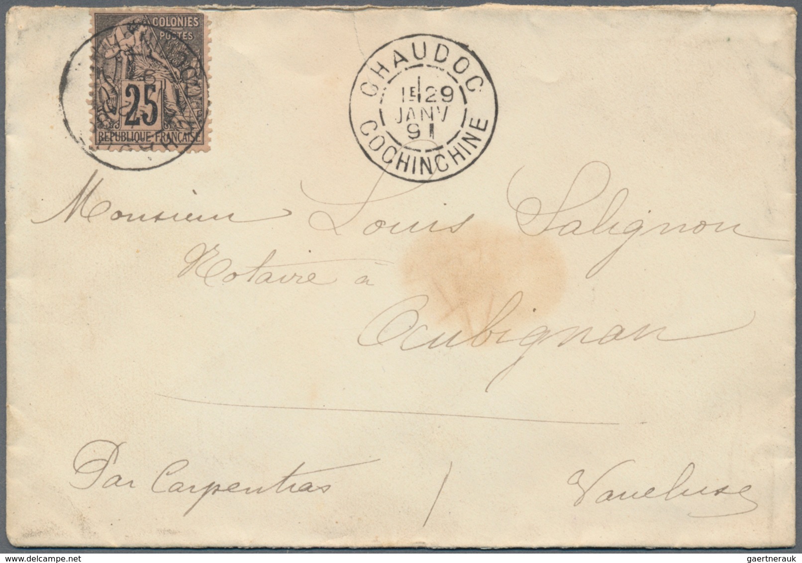 Französisch-Indochina: 1890/1901, Correspondence  Of 28 Covers From Cochinchine To Aubignan/Vaucluse - Cartas & Documentos