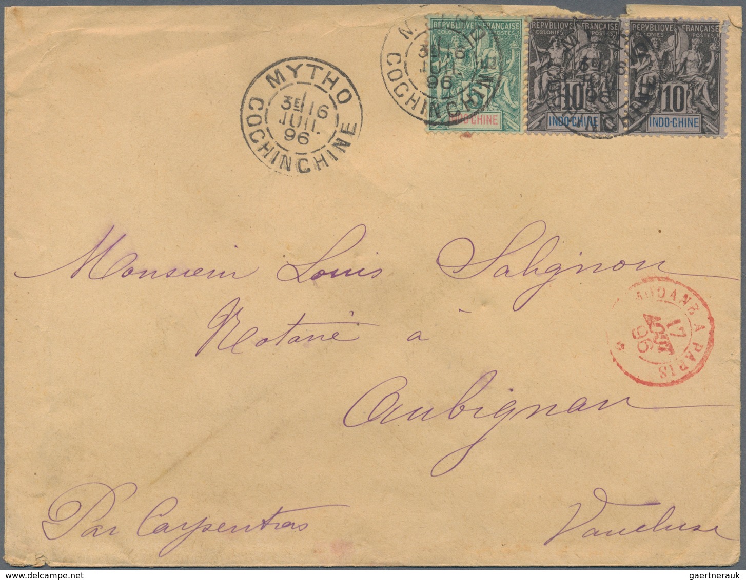 Französisch-Indochina: 1890/1901, correspondence  of 28 covers from Cochinchine to Aubignan/Vaucluse