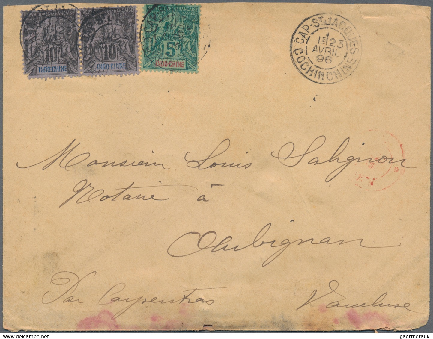 Französisch-Indochina: 1890/1901, correspondence  of 28 covers from Cochinchine to Aubignan/Vaucluse