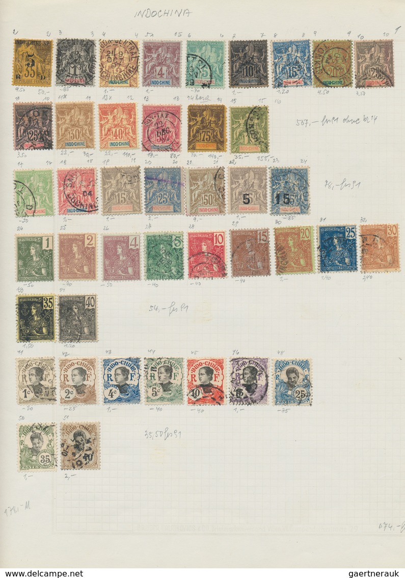 Französisch-Indochina: 1890/1944 (ca.), Mint And Used On Pages, Two Old Part-collections Inc. Dues. - Briefe U. Dokumente