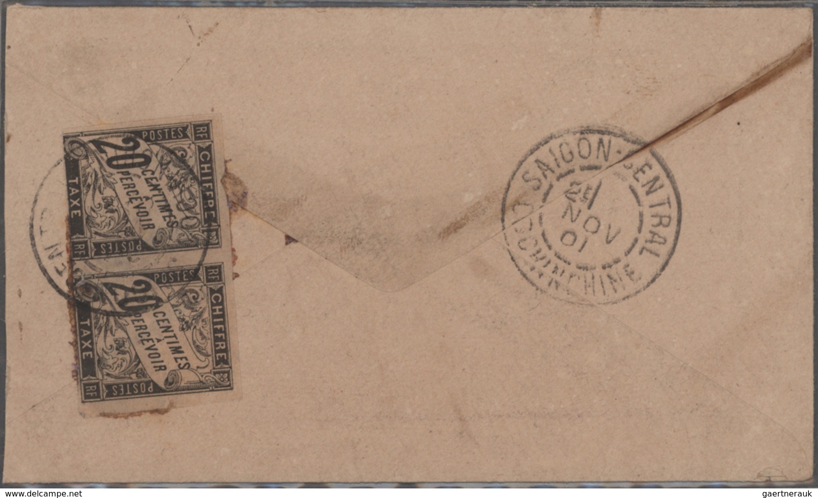 Französisch-Indochina: 1901-02 Eight Indian Postal Stationery Envelopes ½a. Used To Saigon, Each Wit - Storia Postale