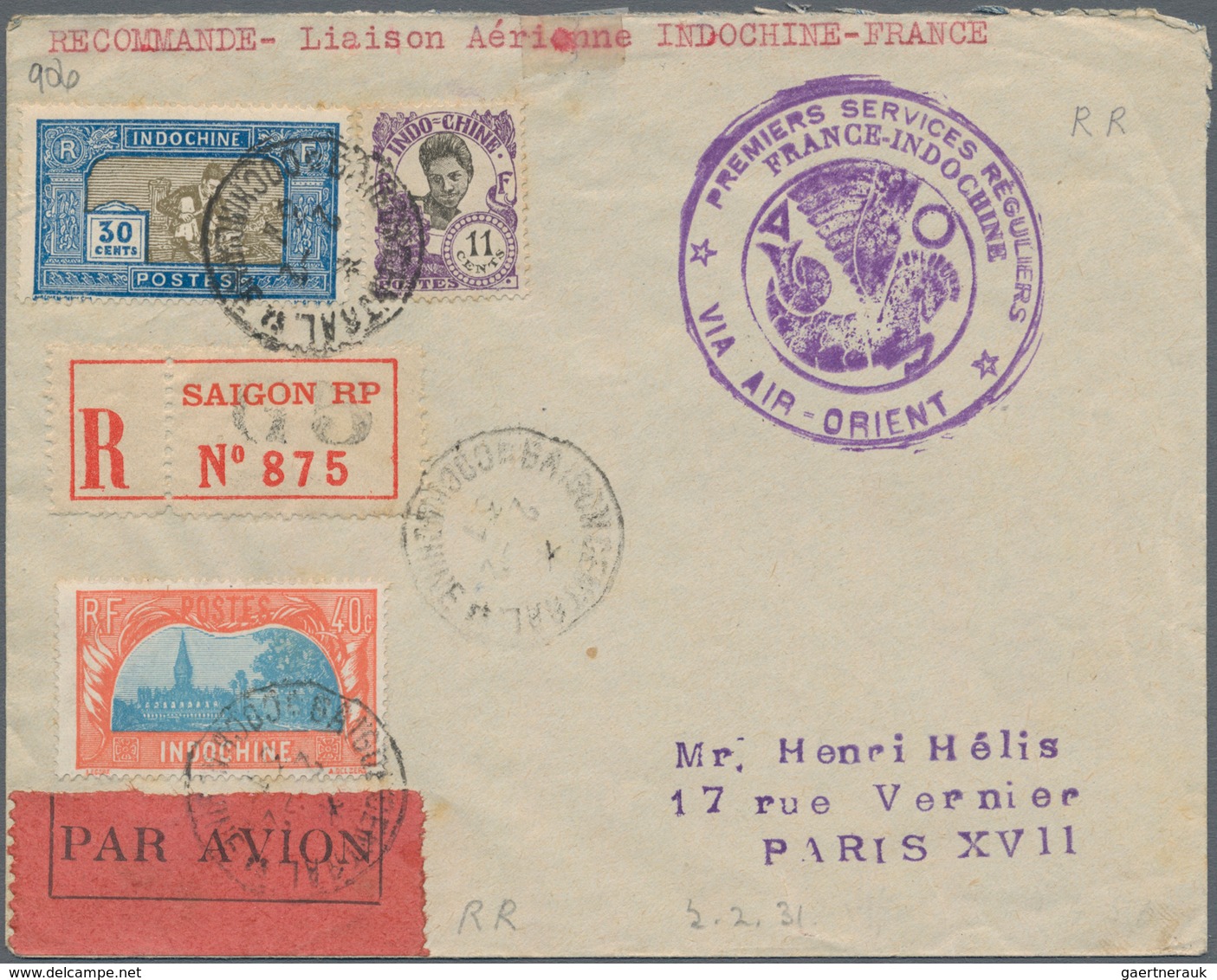 Französisch-Indochina: 1931/40, Air Mail Covers By Air Orient / Air France (26 Inc. Two Airletters, - Storia Postale