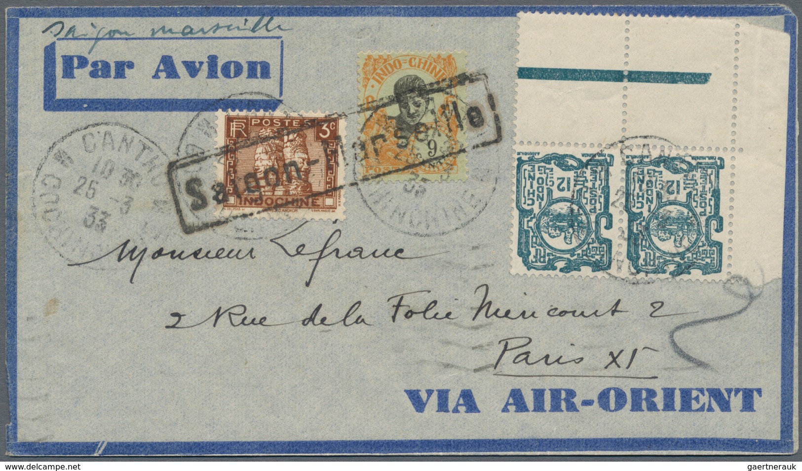 Französisch-Indochina: 1931/40, Air Mail Covers By Air Orient / Air France (26 Inc. Two Airletters, - Cartas & Documentos