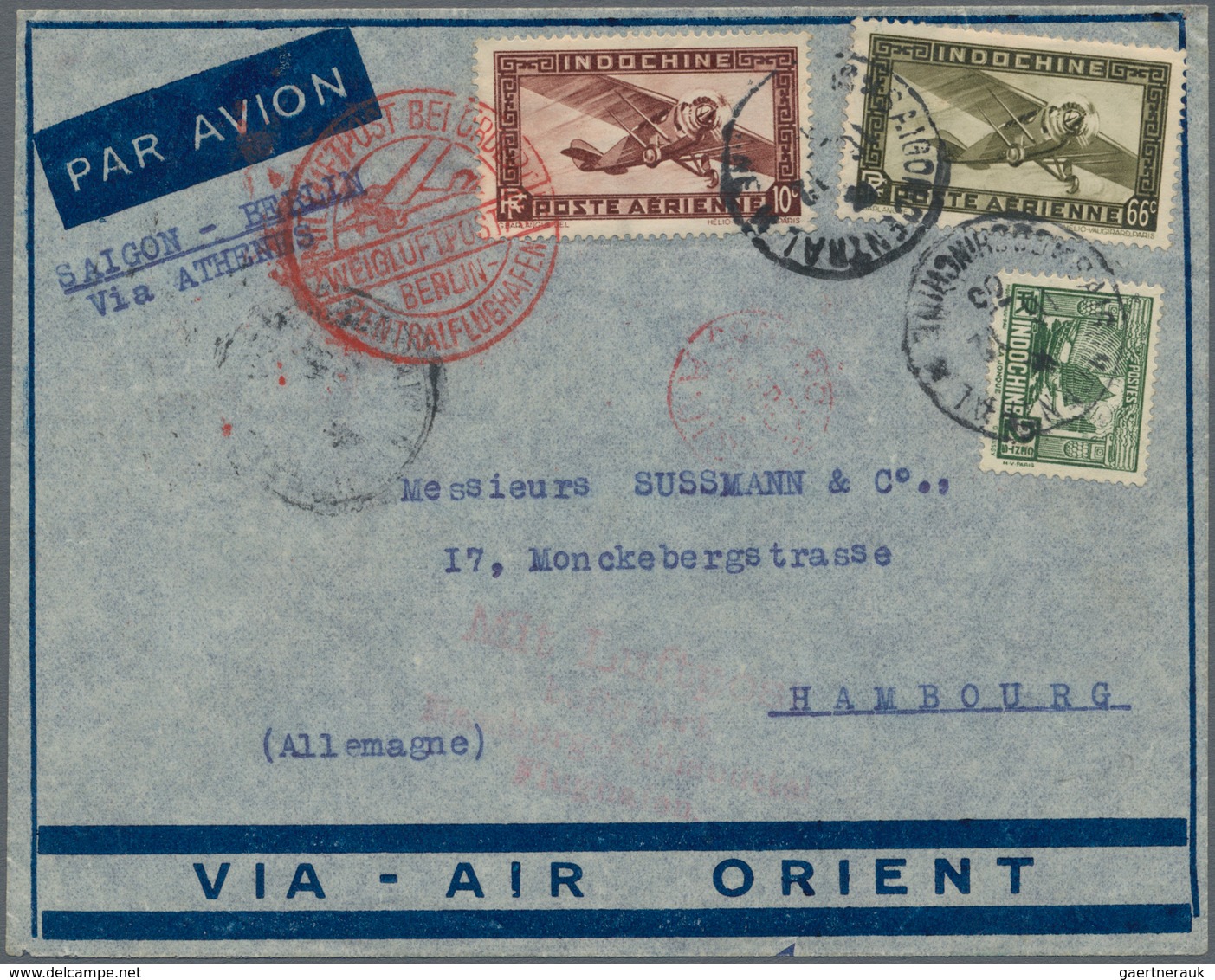 Französisch-Indochina: 1931/40, Air Mail Covers By Air Orient / Air France (26 Inc. Two Airletters, - Briefe U. Dokumente