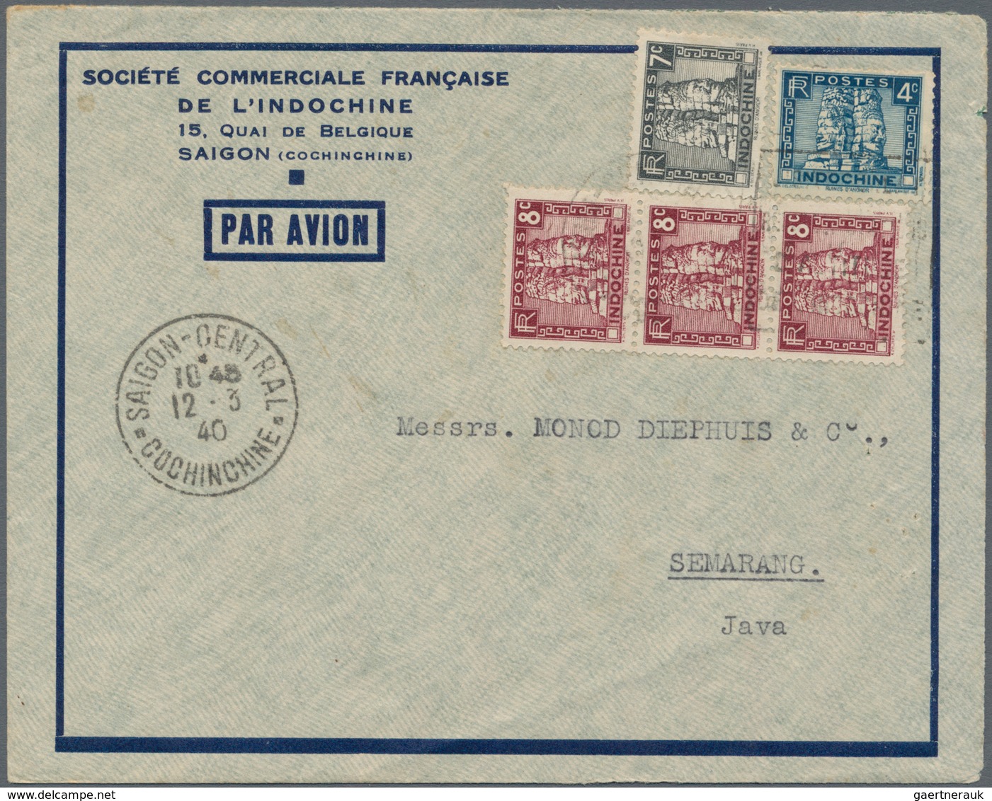 Französisch-Indochina: 1931/40, air mail covers by Air Orient / Air France (26 inc. two airletters,
