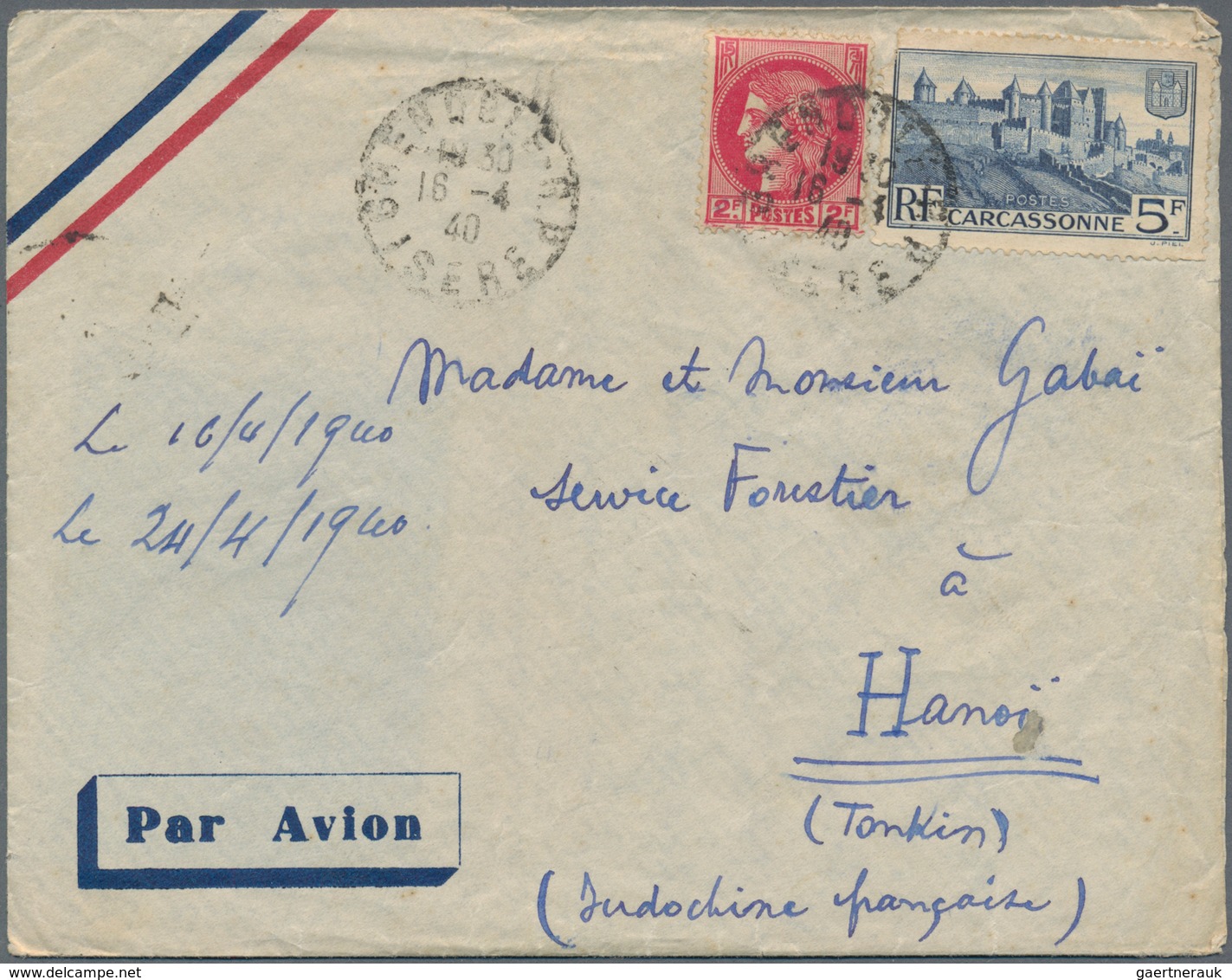 Französisch-Indochina: 1940, INCOMING WARTIME MAIL: France, Group Of 10 Airmail Covers From Grenoble - Briefe U. Dokumente