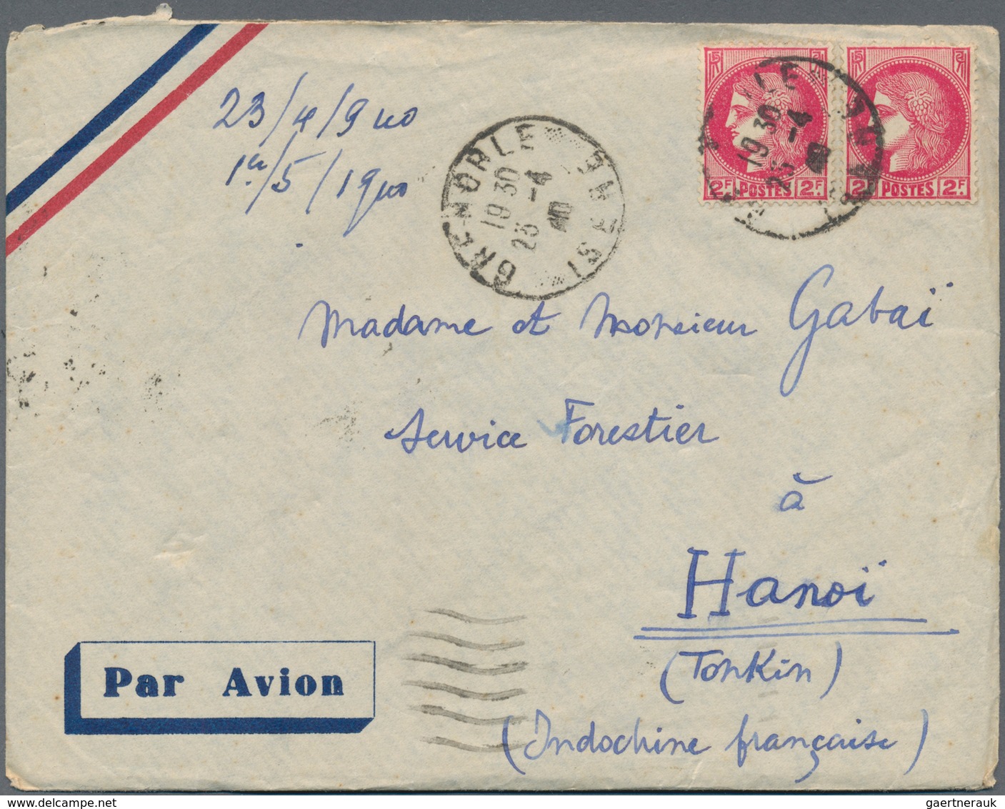 Französisch-Indochina: 1940, INCOMING WARTIME MAIL: France, Group Of 10 Airmail Covers From Grenoble - Briefe U. Dokumente