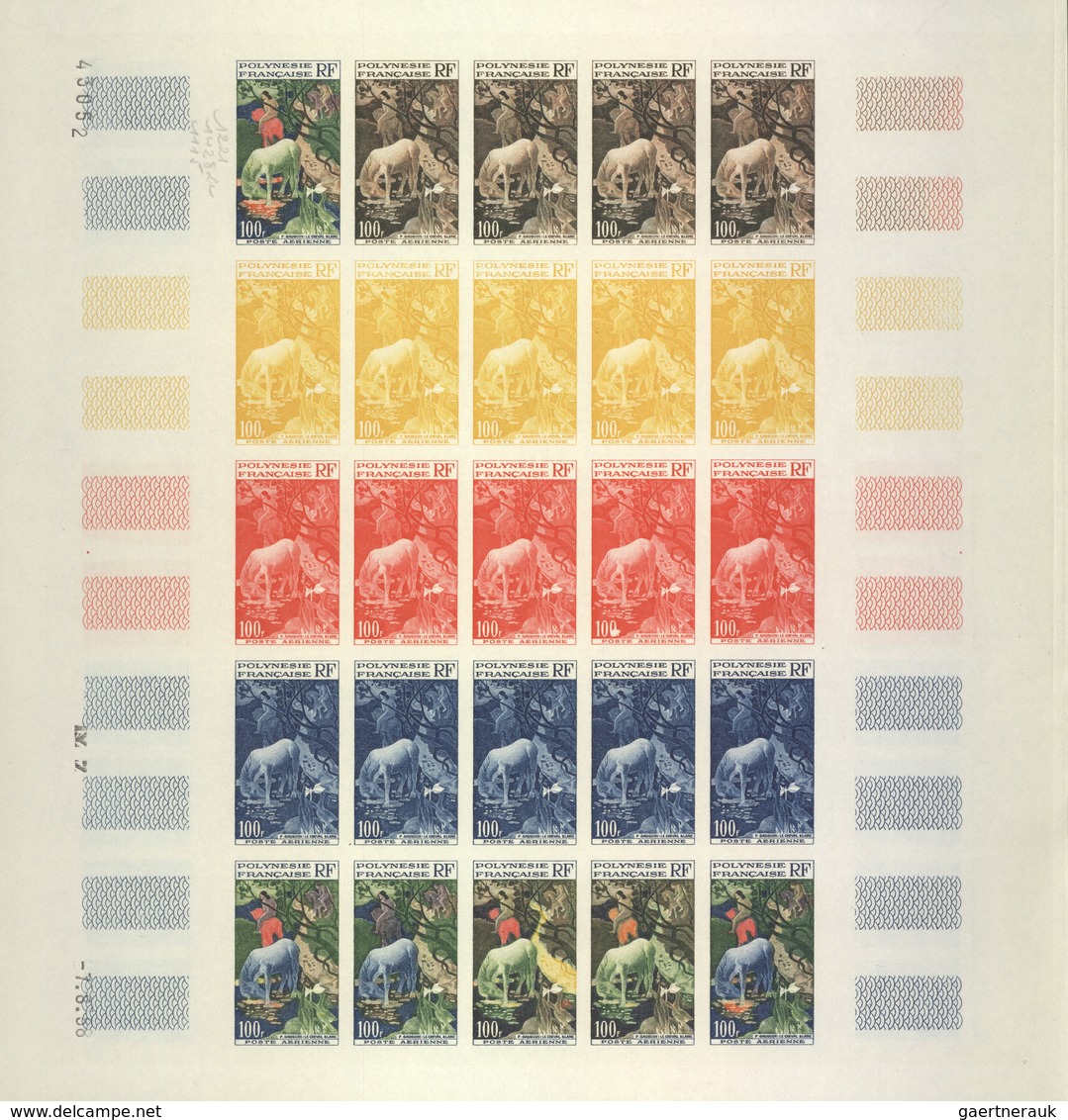 Französisch-Polynesien: 1958/1978, IMPERFORATE COLOUR PROOFS, MNH Collection Of 28 Complete Sheets ( - Nuovi