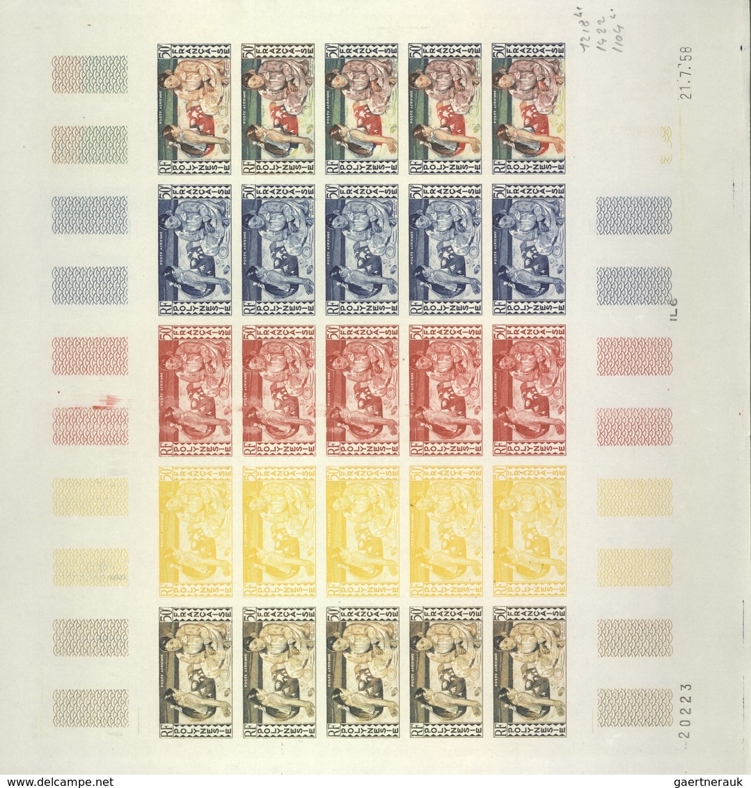 Französisch-Polynesien: 1958/1978, IMPERFORATE COLOUR PROOFS, MNH Collection Of 28 Complete Sheets ( - Neufs