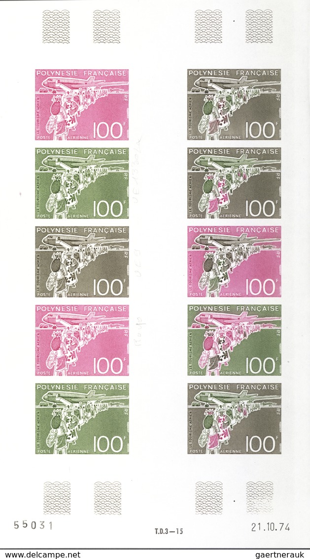 Französisch-Polynesien: 1958/1978, IMPERFORATE COLOUR PROOFS, MNH Collection Of 28 Complete Sheets ( - Neufs