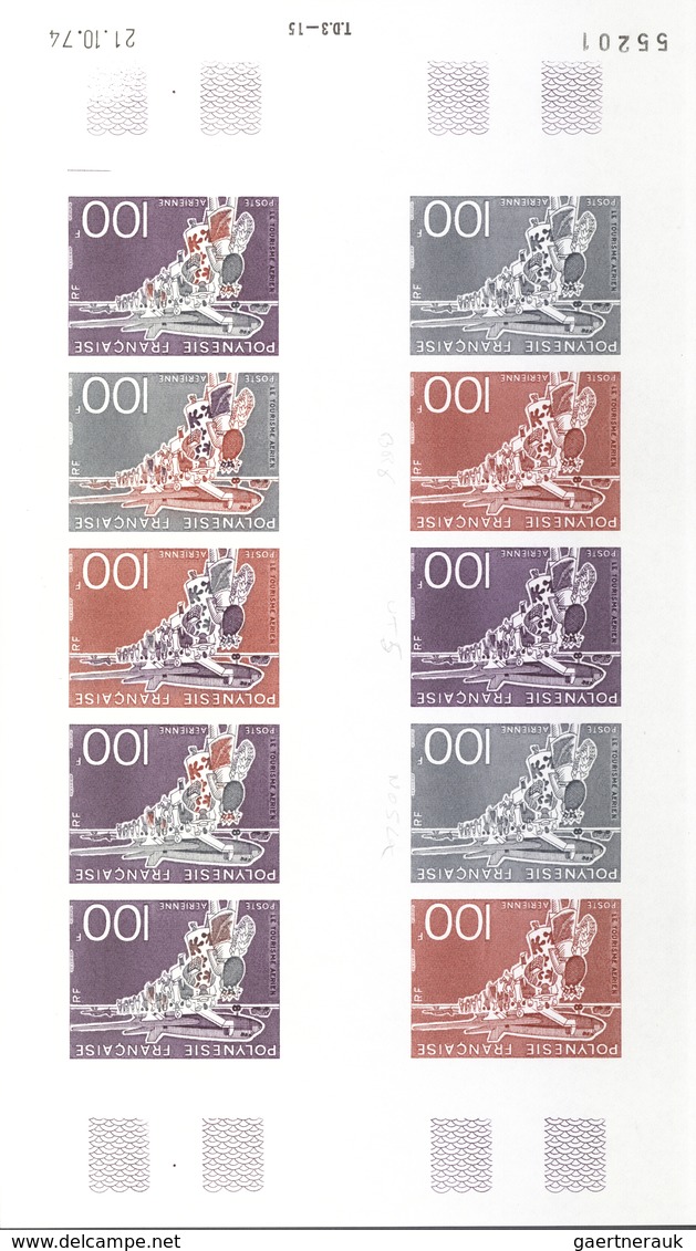 Französisch-Polynesien: 1958/1978, IMPERFORATE COLOUR PROOFS, MNH Collection Of 28 Complete Sheets ( - Neufs