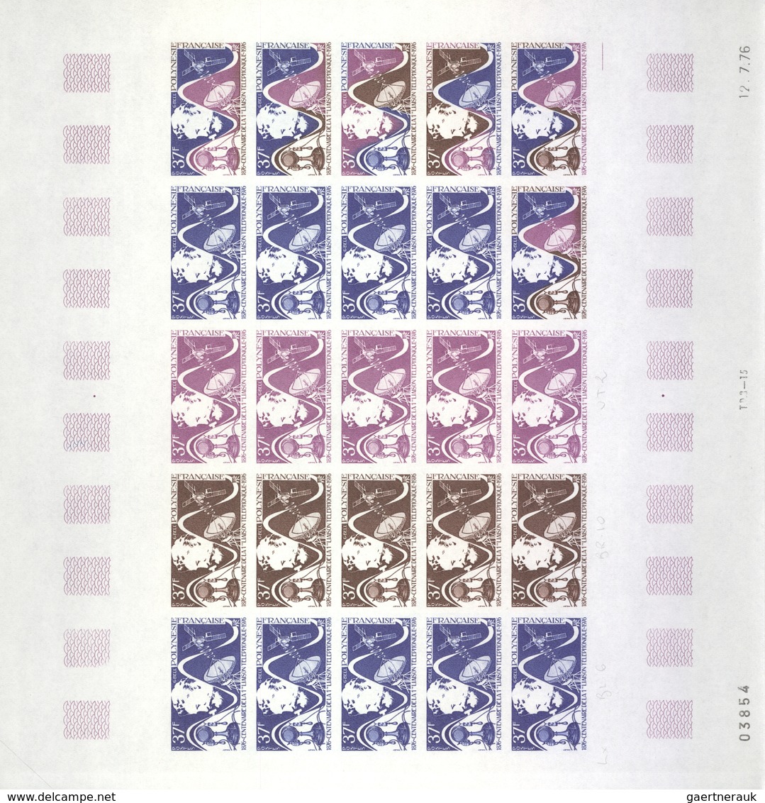 Französisch-Polynesien: 1958/1978, IMPERFORATE COLOUR PROOFS, MNH collection of 28 complete sheets (