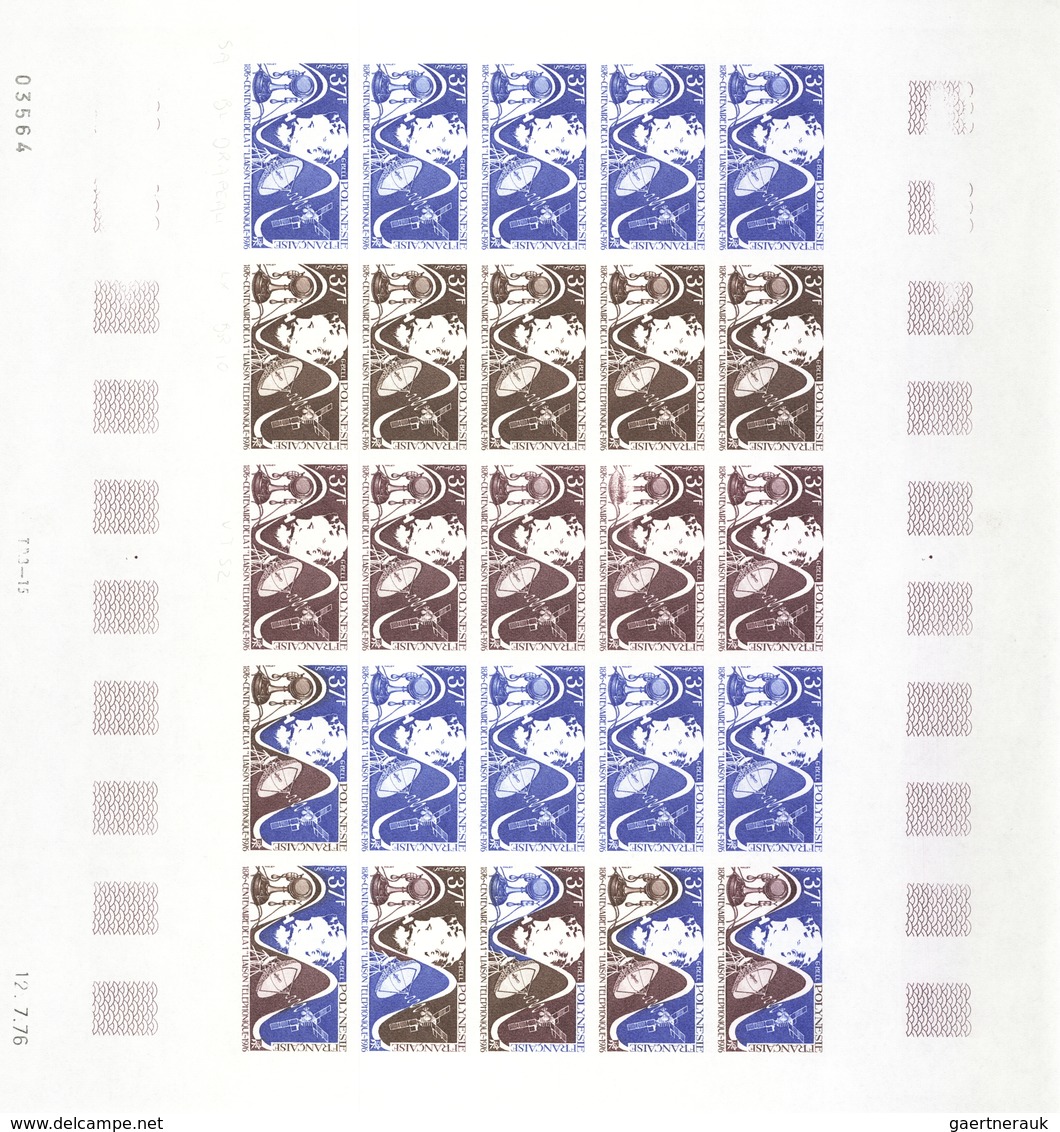 Französisch-Polynesien: 1958/1978, IMPERFORATE COLOUR PROOFS, MNH collection of 28 complete sheets (