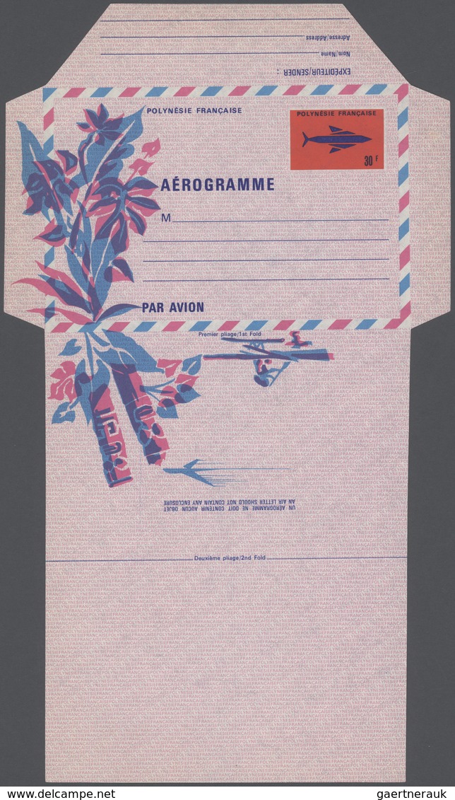 Französisch-Polynesien: 1974/1998 (ca.), Accumulation With About 550 UNFOLDED AEROGRAMMES With Sever - Neufs