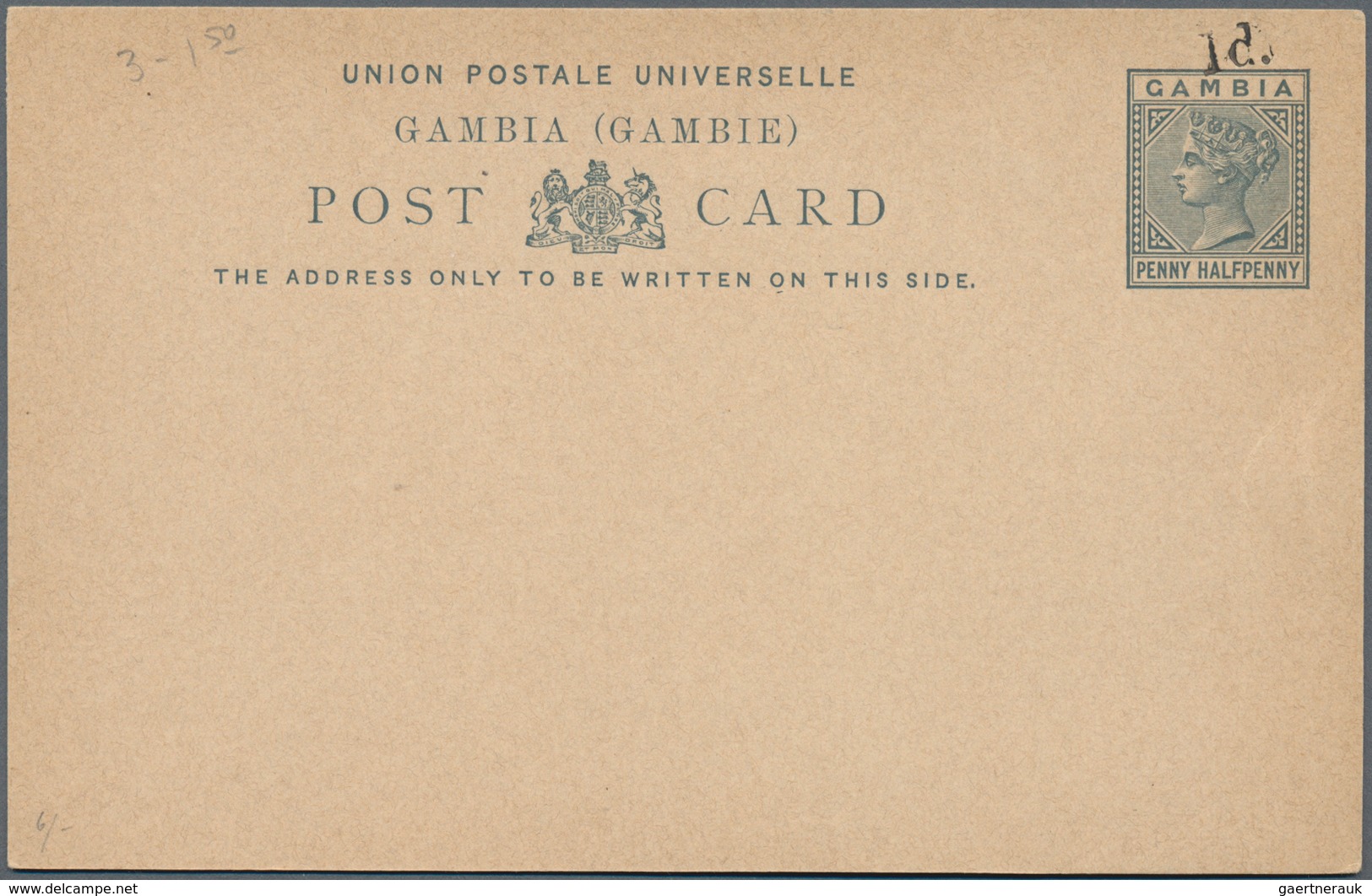 Gambia: 1880/1912 Holding Of Ca. 140 Unused Postal Stationery, While Cards, Double Cards, Revaluatio - Gambia (1965-...)