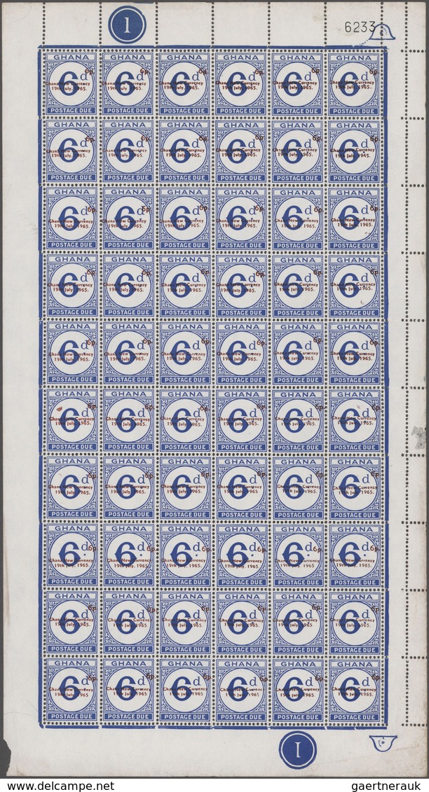 Ghana - Portomarken: 1965, Set Postage Due Stamps 1p To 12p Mint Never Hinged In Complete Sheets Of - Ghana (1957-...)