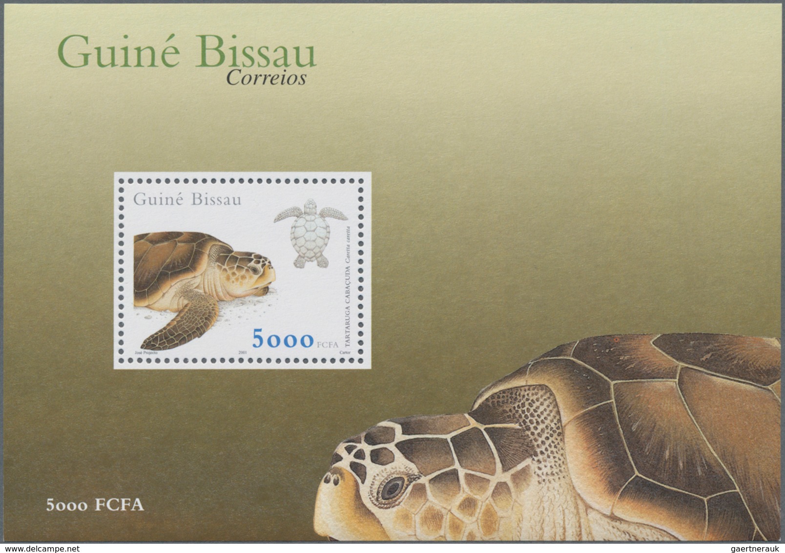 Guinea-Bissau: 2001, SEA TURTLES, Souvenir Sheet, Investment Lot Of 1000 Copies Mint Never Hinged (M - Guinea-Bissau