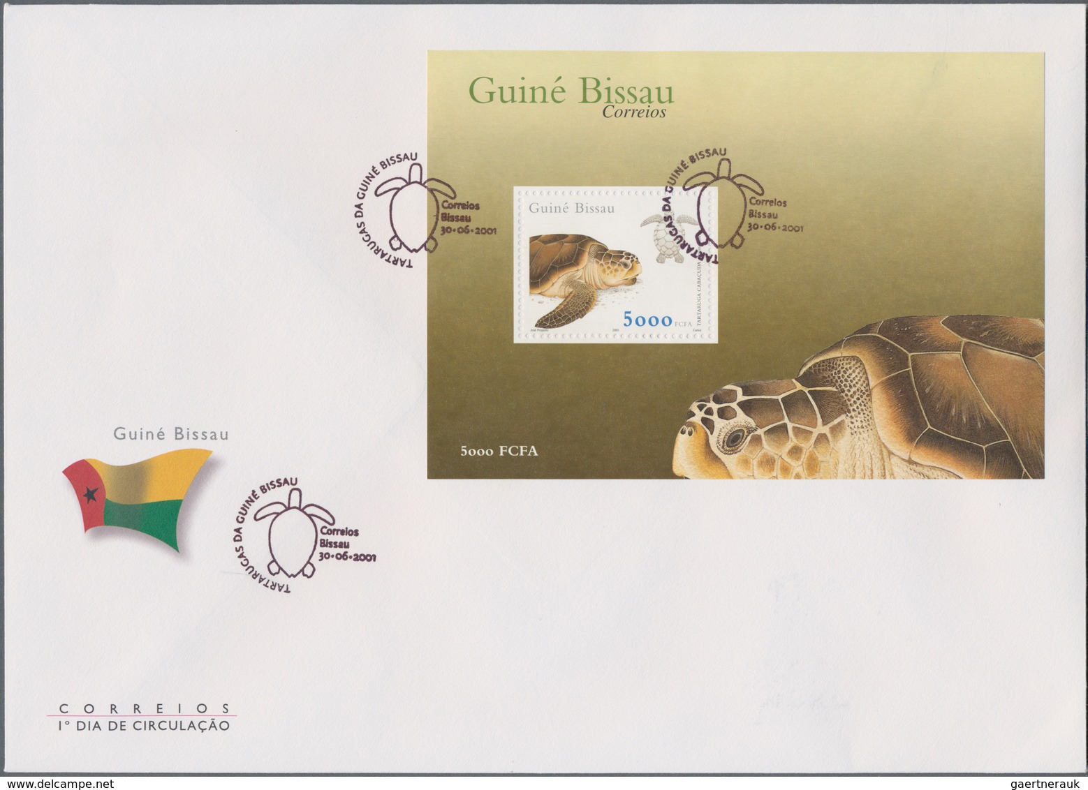 Guinea-Bissau: 2001/2002, stock of complete sets and souvenir sheets cancelled to order or on F.D.C.