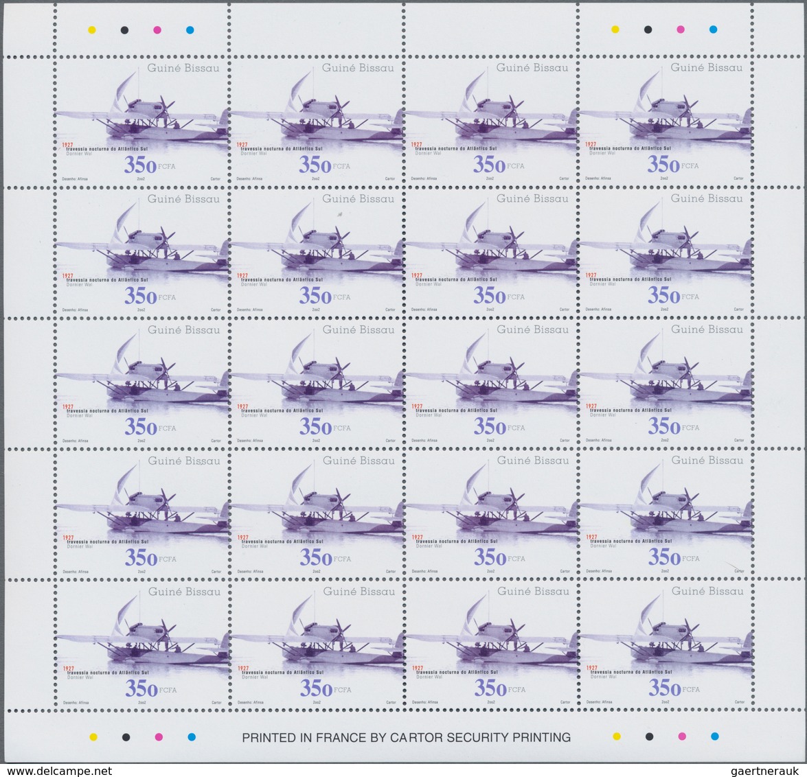 Guinea-Bissau: 2002, AVIATION, Complete Set Of Four In Miniature Sheets With 20 Stamps Each, In An I - Guinea-Bissau