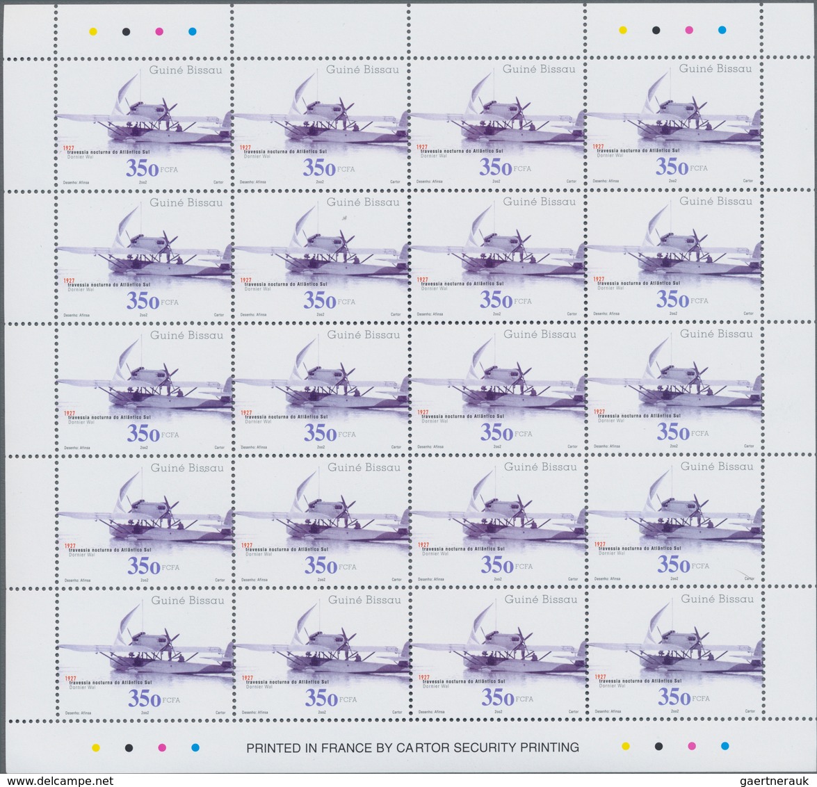 Guinea-Bissau: 2002, AVIATION, Complete Set Of Four In Miniature Sheets With 20 Stamps Each, In An I - Guinea-Bissau