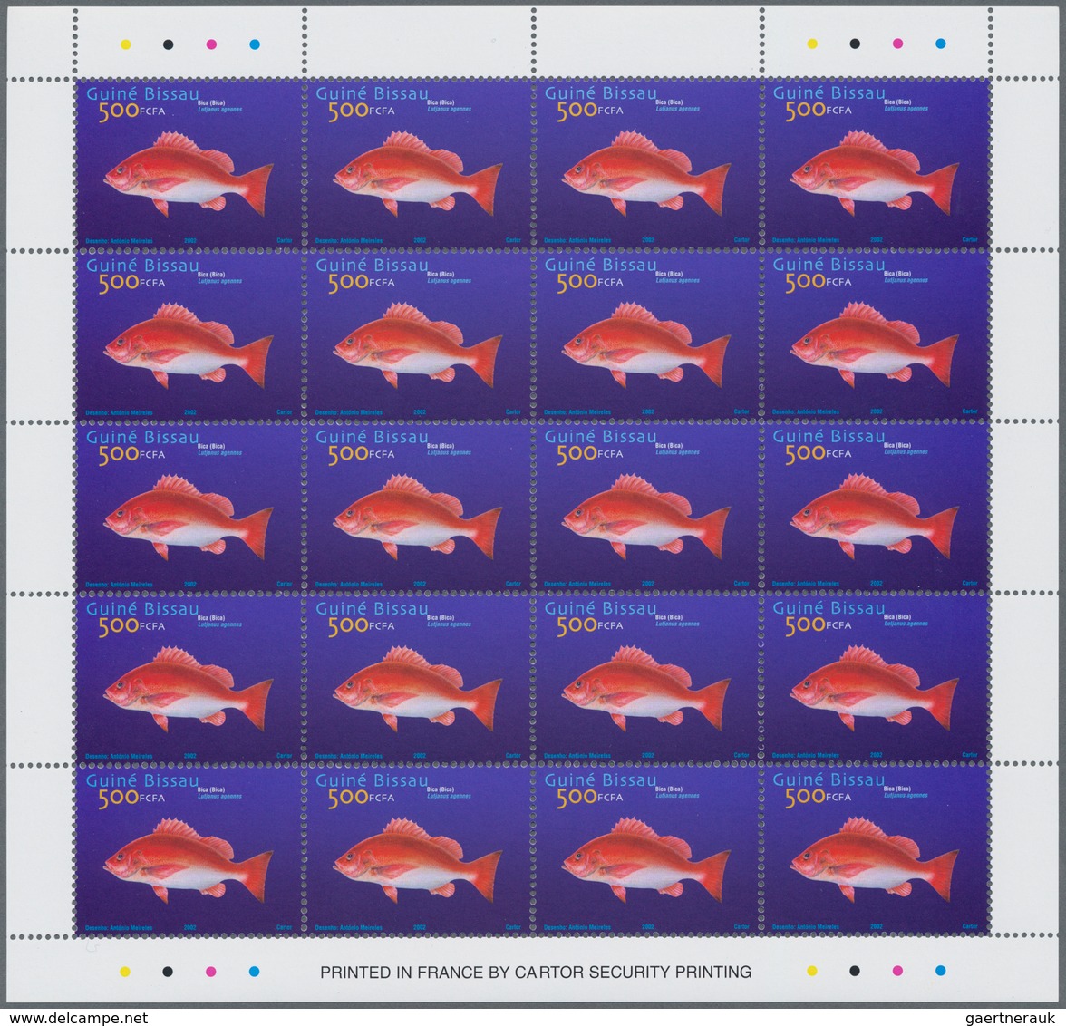 Guinea-Bissau: 2002, FISHES, Souvenir Sheet, Investment Lot Of 500 Copies Mint Never Hinged (Mi.no. - Guinea-Bissau