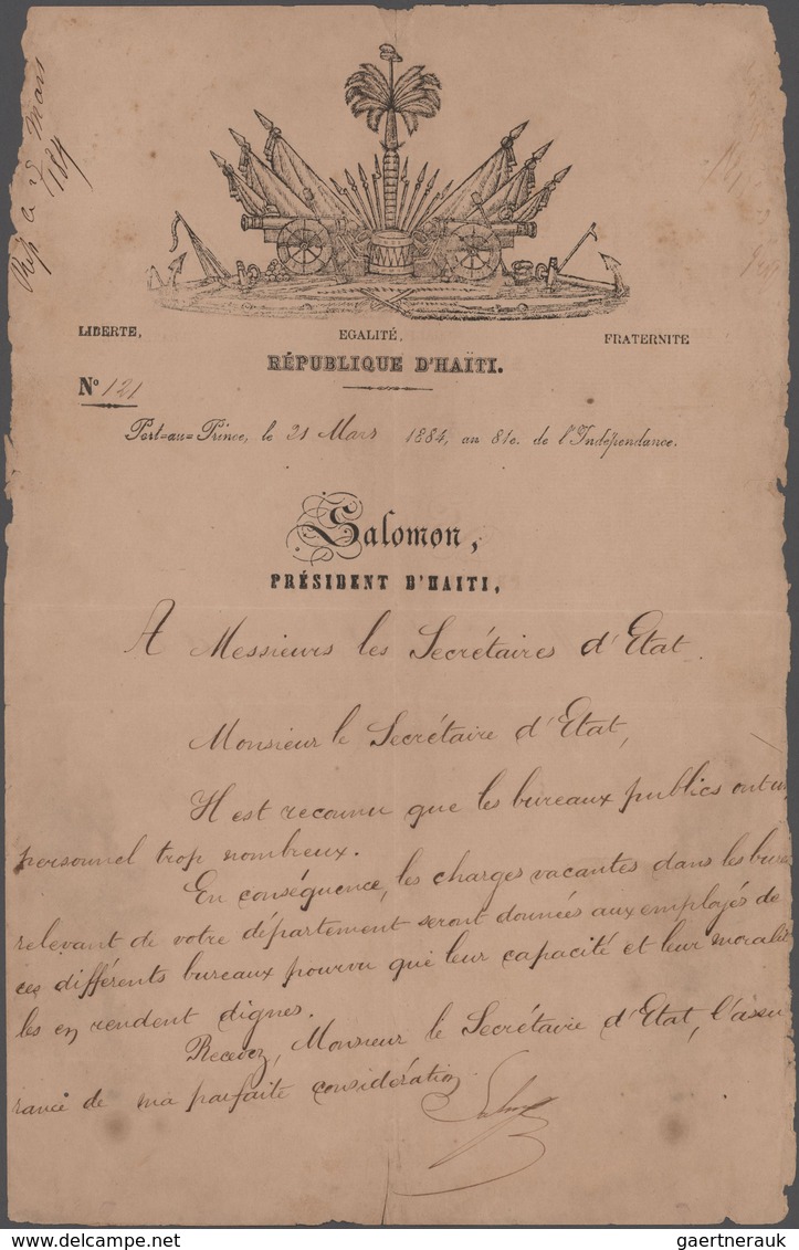 Haiti: 1814/1922, PREPHILATELIE: Early Documents From The First Free Latin American State Of Haiti, - Haití