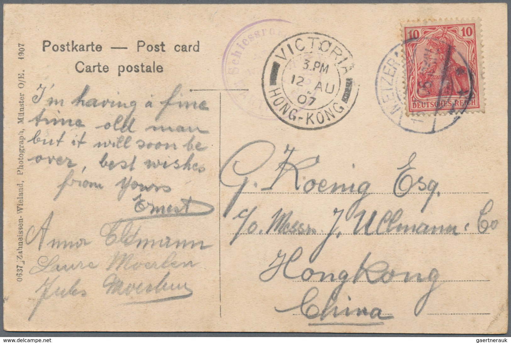 Hongkong: 1899-1910's Incoming Mail: Collection Of 54 Picture Postcards (few P/s Cards) From Europe - Autres & Non Classés
