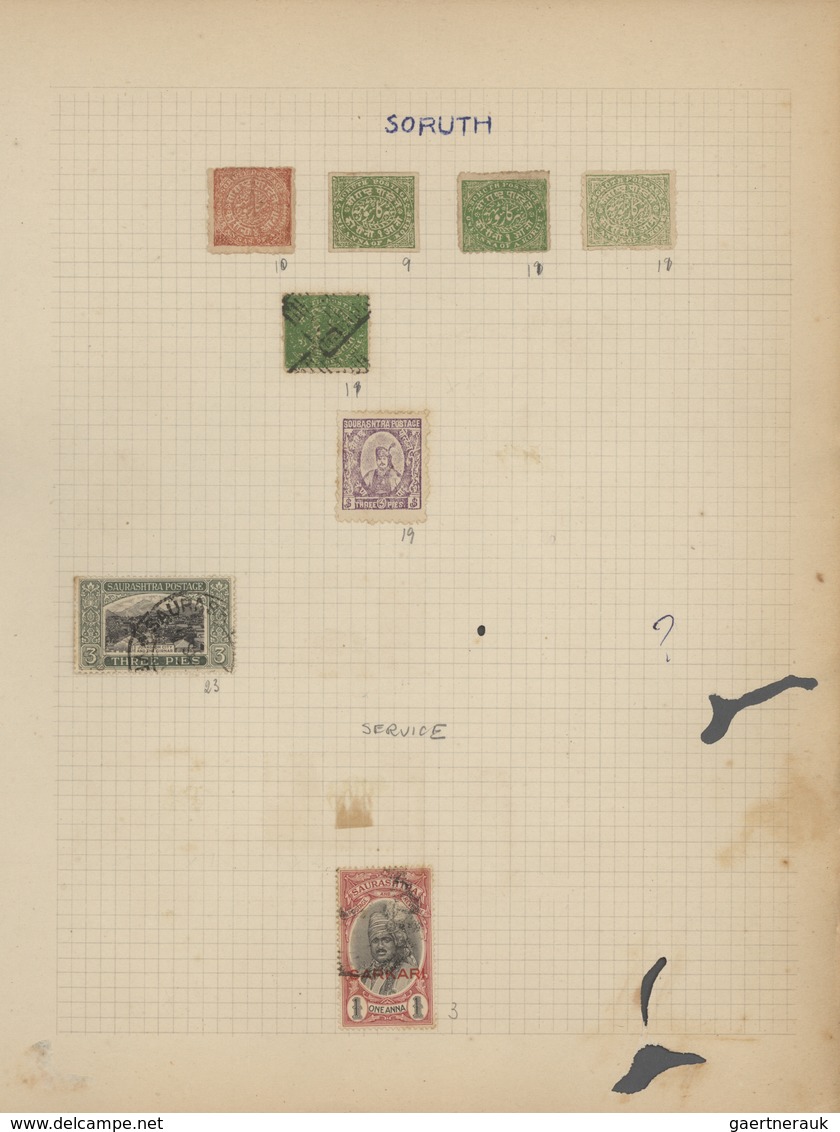 Indien: 1854/1949, accumulation on old blanc pages and in a small stockbook with only old material f