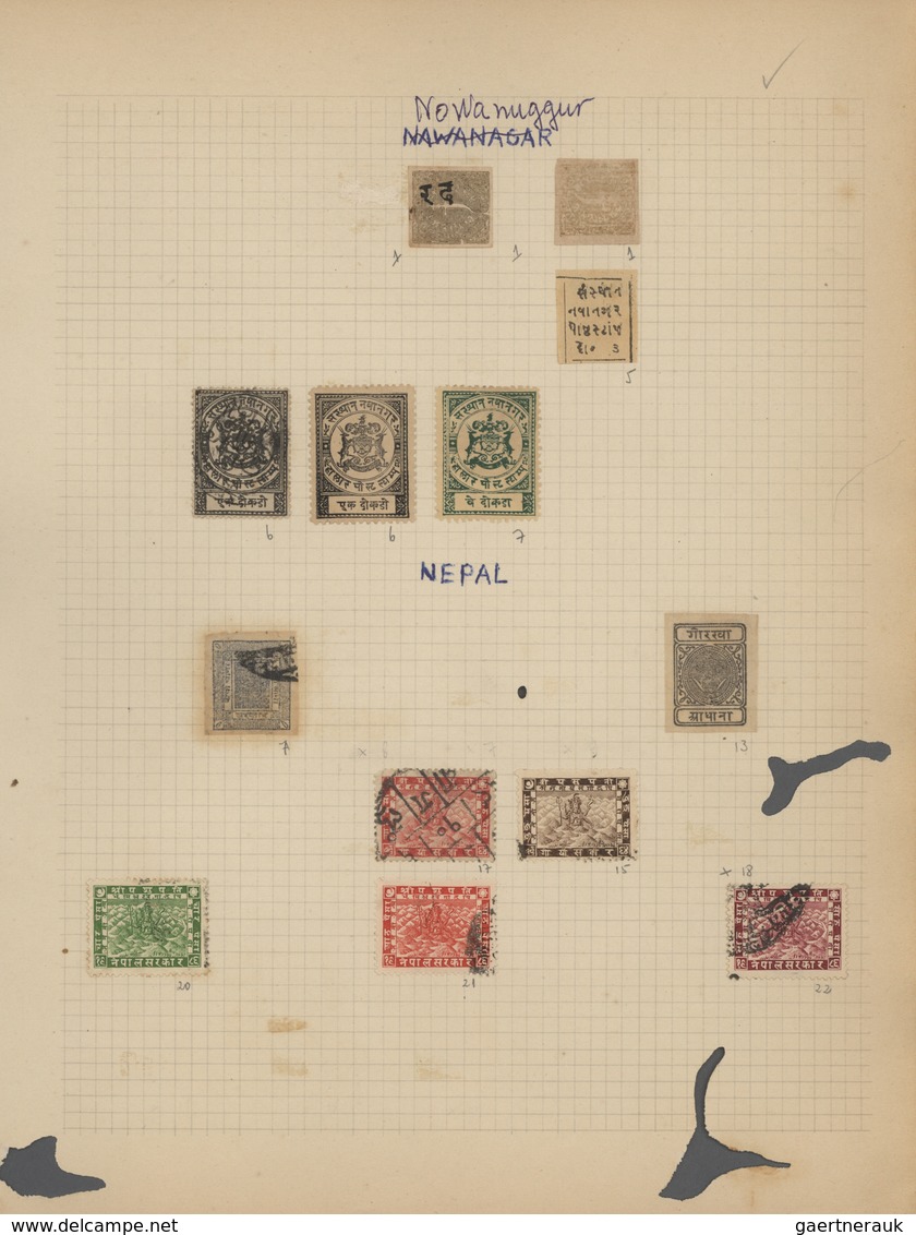 Indien: 1854/1949, accumulation on old blanc pages and in a small stockbook with only old material f