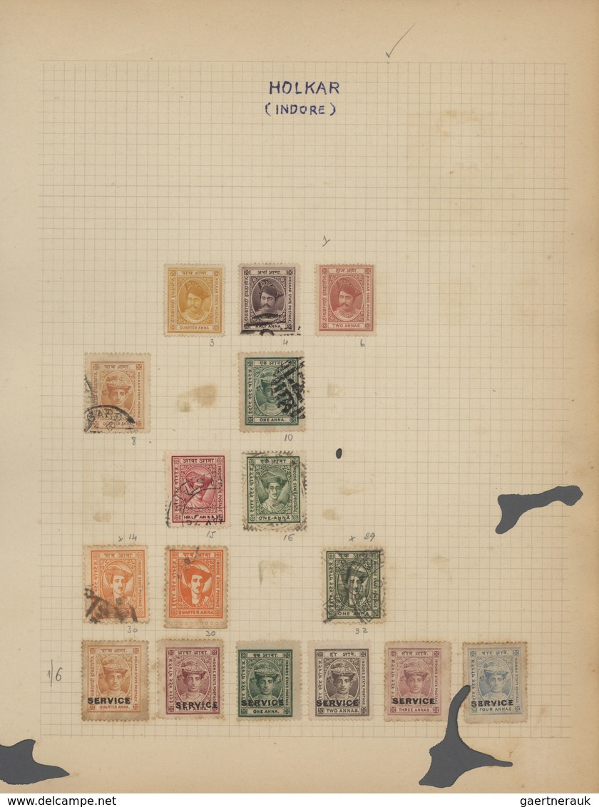 Indien: 1854/1949, accumulation on old blanc pages and in a small stockbook with only old material f