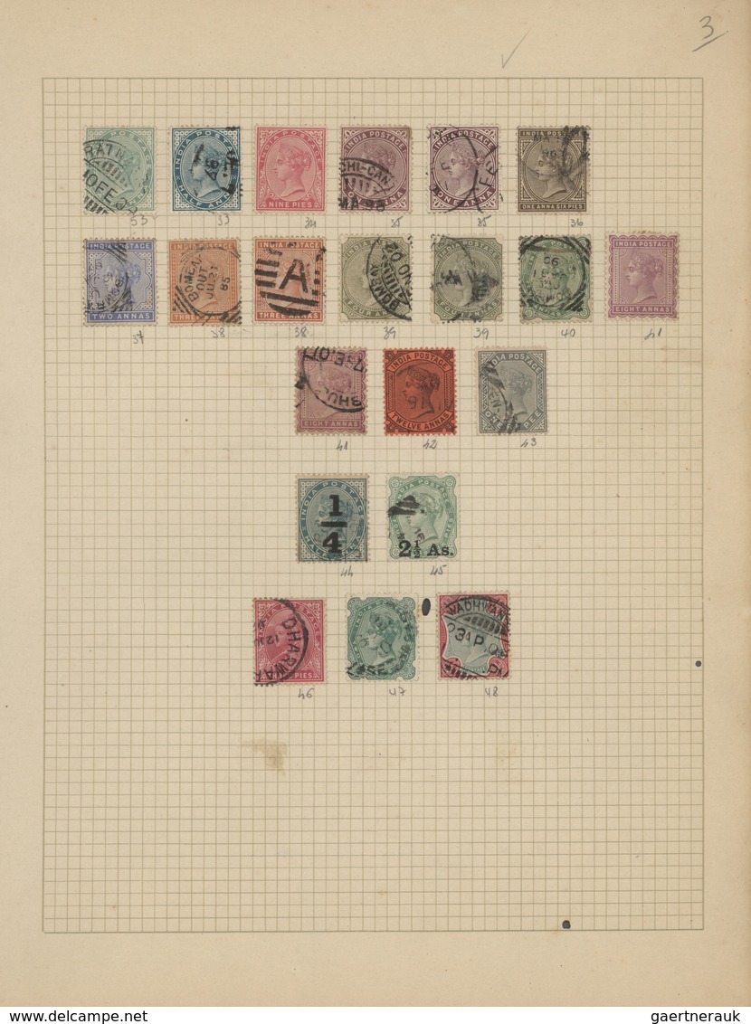 Indien: 1854/1949, accumulation on old blanc pages and in a small stockbook with only old material f