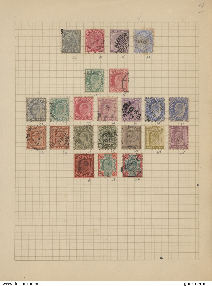 Indien: 1854/1949, accumulation on old blanc pages and in a small stockbook with only old material f