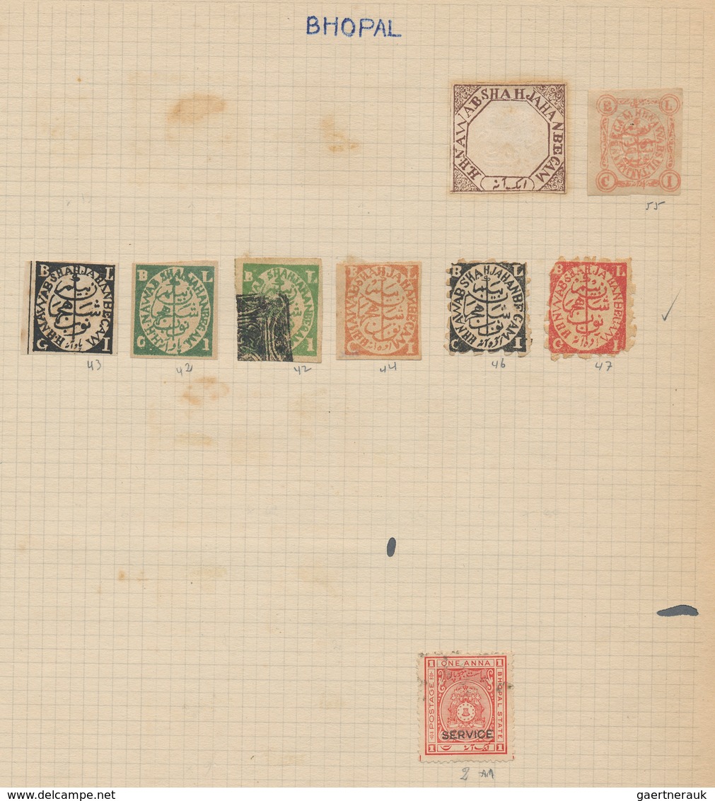 Indien: 1854/1949, accumulation on old blanc pages and in a small stockbook with only old material f