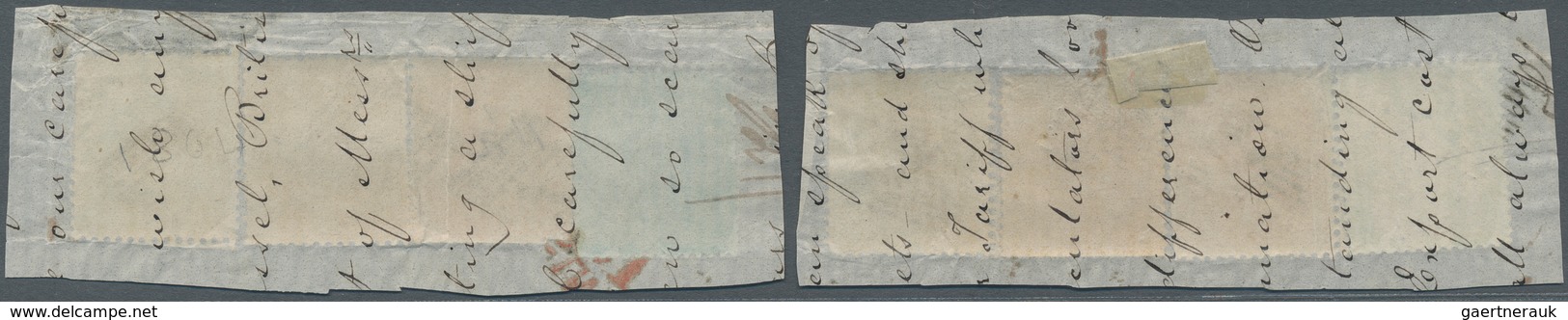 Indien: 1855-1864, Multi-colour Franking Fragments From A Correspondence From India To The United St - 1854 East India Company Administration