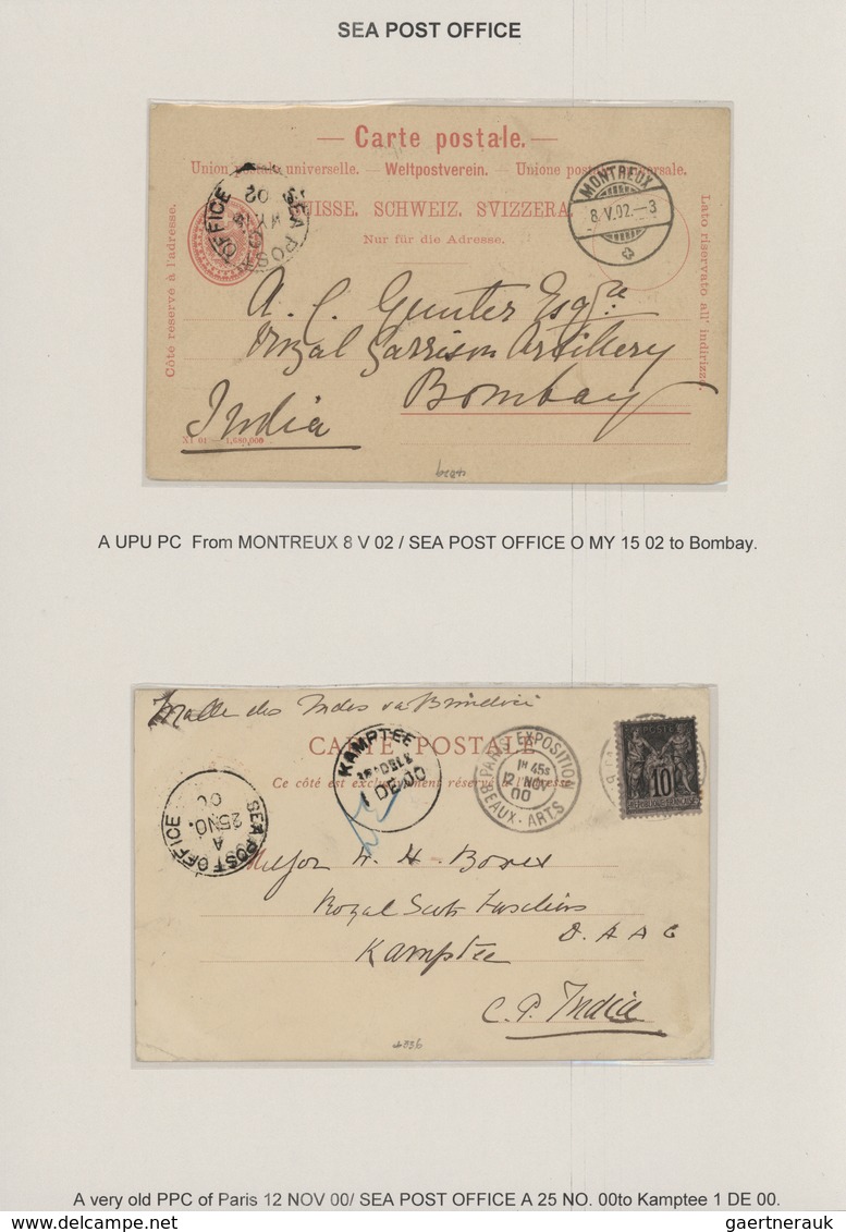 Indien: 1868-1910's - BOMBAY-ADEN SEA POST OFFICES: Collection Of About 100 Covers, Postcards And Po - 1854 Compañia Británica De Las Indias