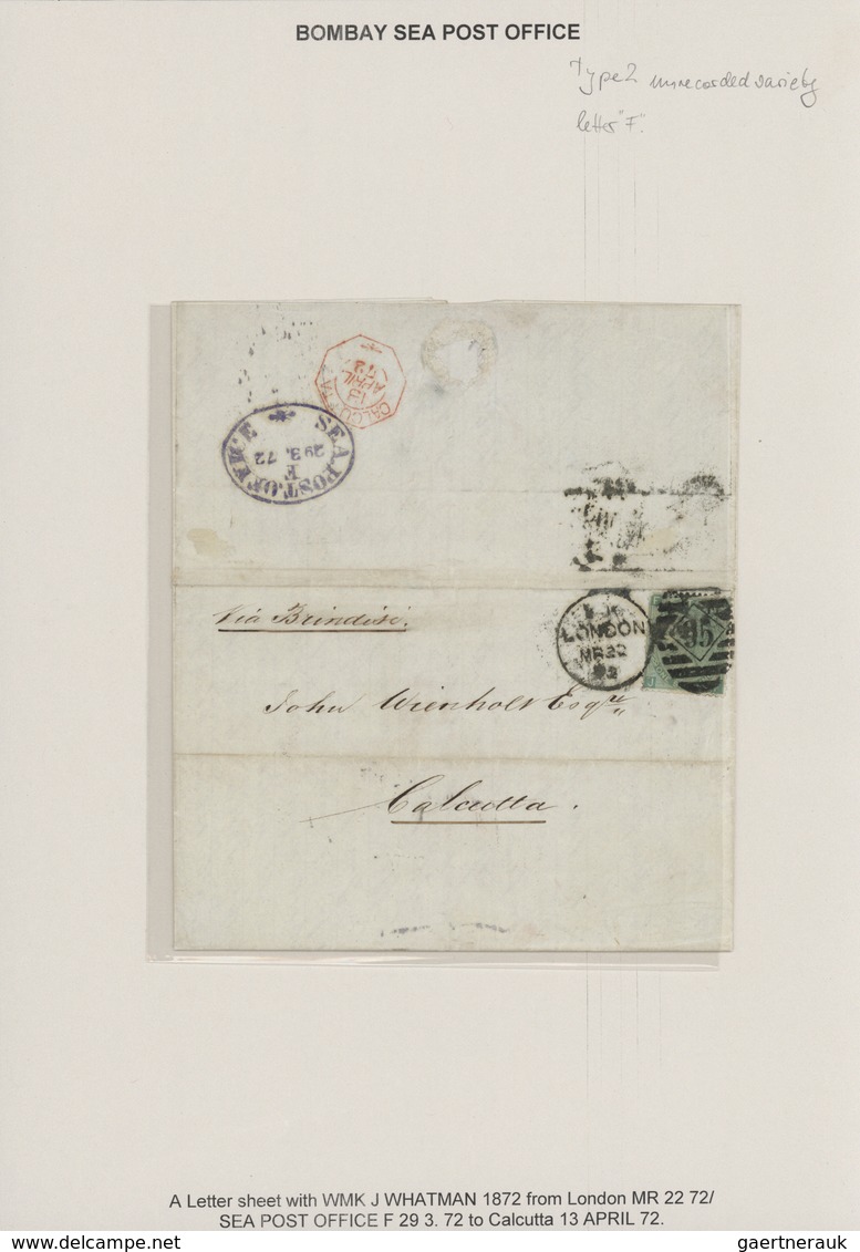 Indien: 1868-1910's - BOMBAY-ADEN SEA POST OFFICES: Collection of about 100 covers, postcards and po
