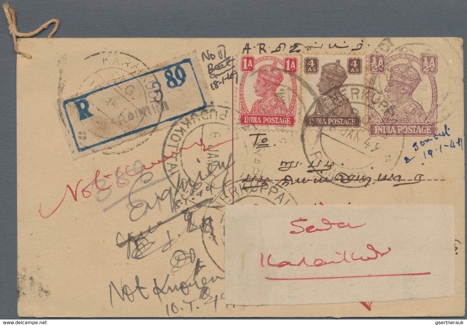 Indien: 1886/1953, AVIS DE RECEPTION, Assortment Of 28 Entires (covers/cards/stationeries/receipt Fo - 1854 East India Company Administration