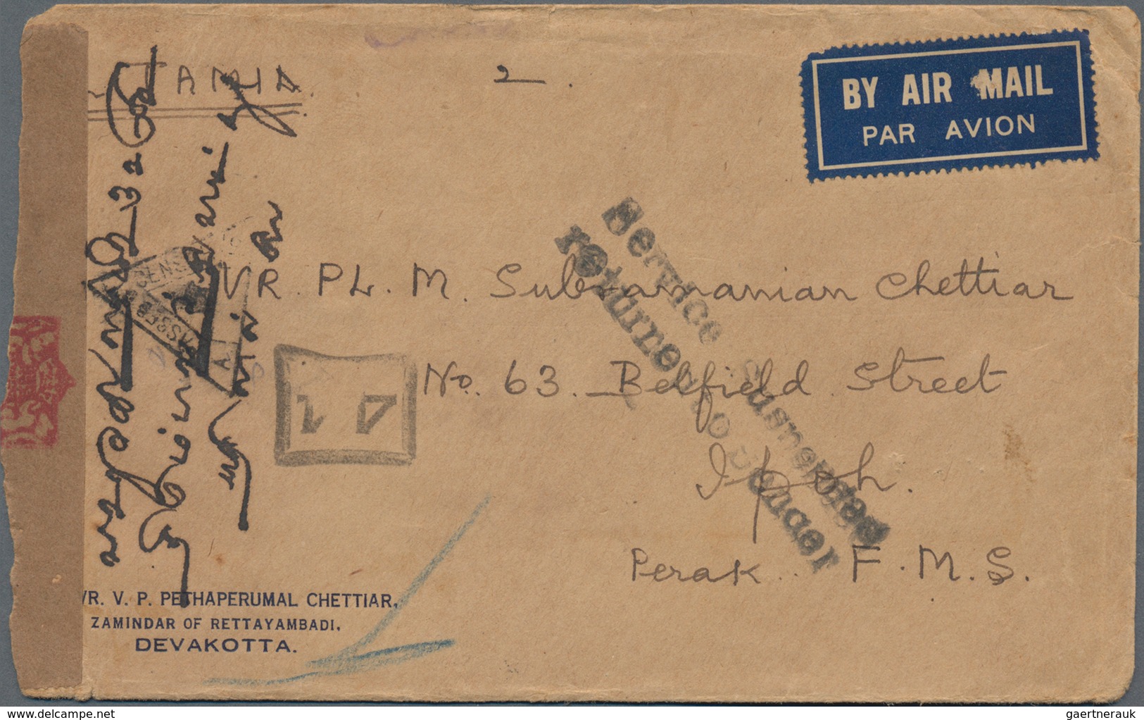 Indien: 1940-45 (ca.): Group Of 22 WWII CENSOR Covers From/to India, Portuguese India, Burma, Malaya - 1854 Compañia Británica De Las Indias