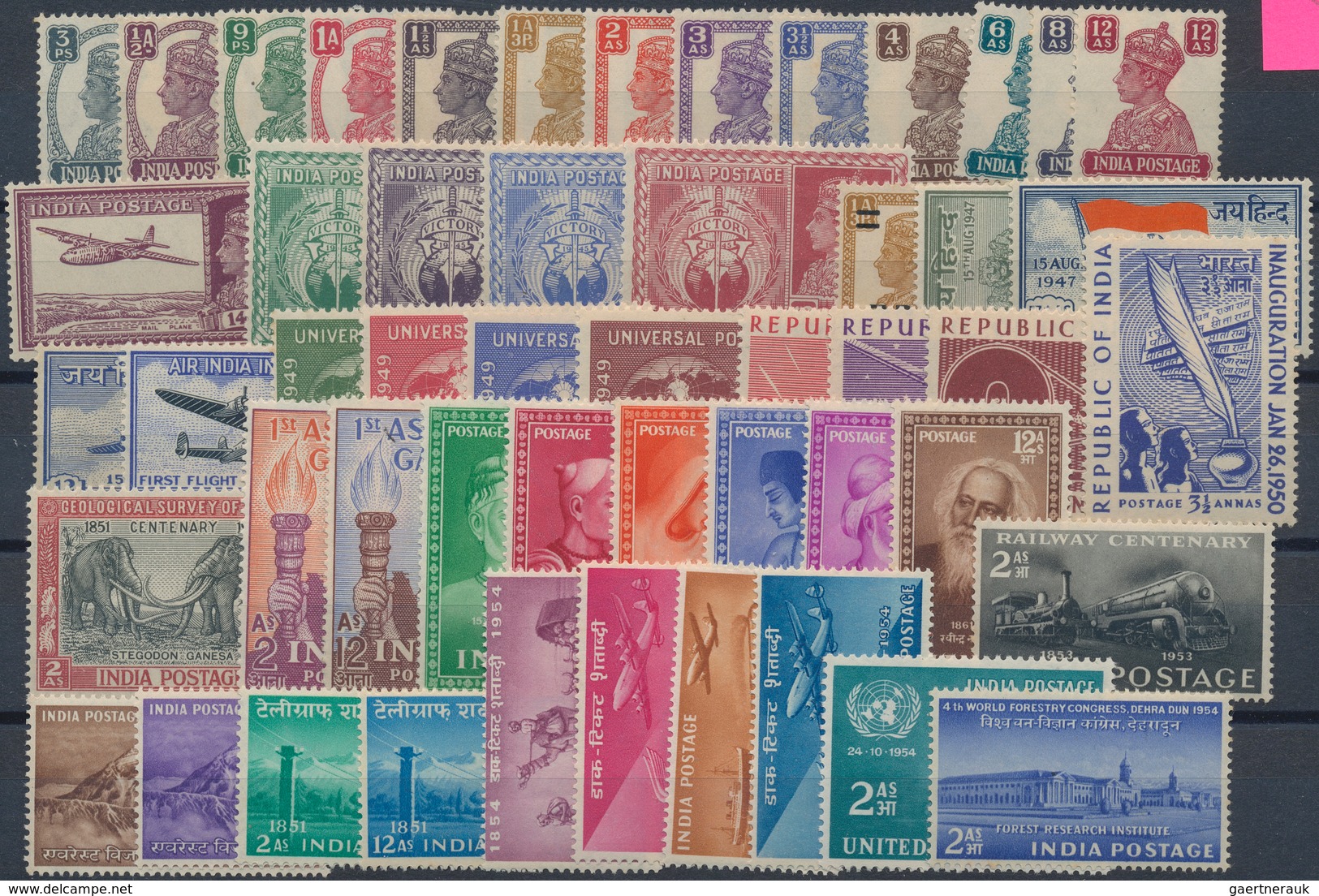 Indien: 1941/1959, Mnh. Collection On 2 Stockcards, Minimal Gum Faults. - 1854 Compañia Británica De Las Indias