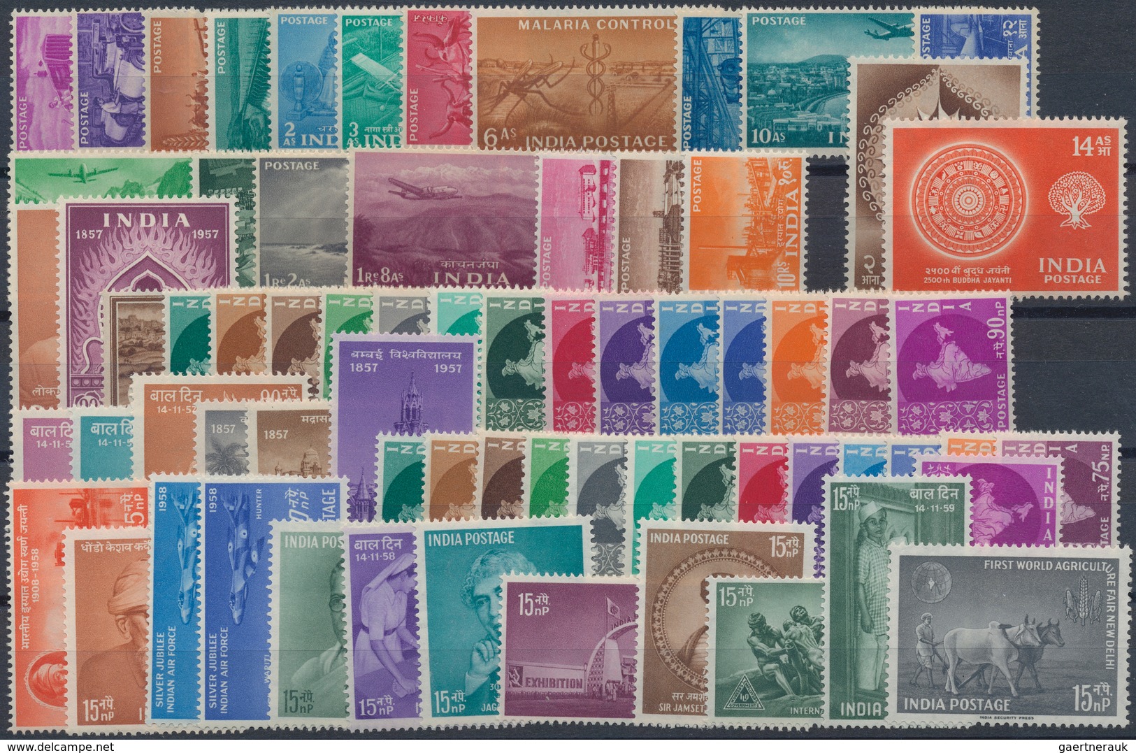 Indien: 1941/1959, Mnh. Collection On 2 Stockcards, Minimal Gum Faults. - 1854 Compañia Británica De Las Indias