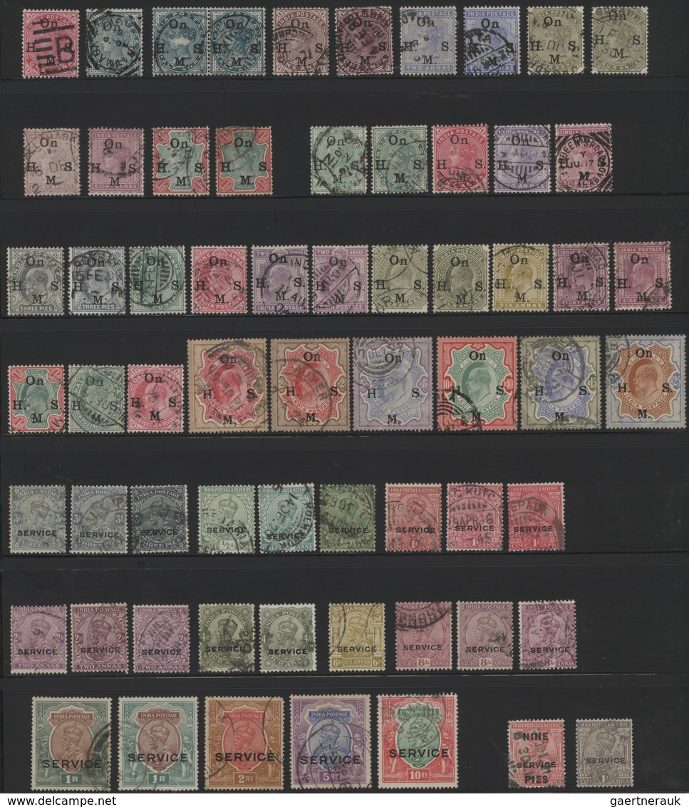 Indien - Dienstmarken: 1866-1942, Used Collection Of About 140 Different Stamps Used, Including Colo - Sellos De Servicio