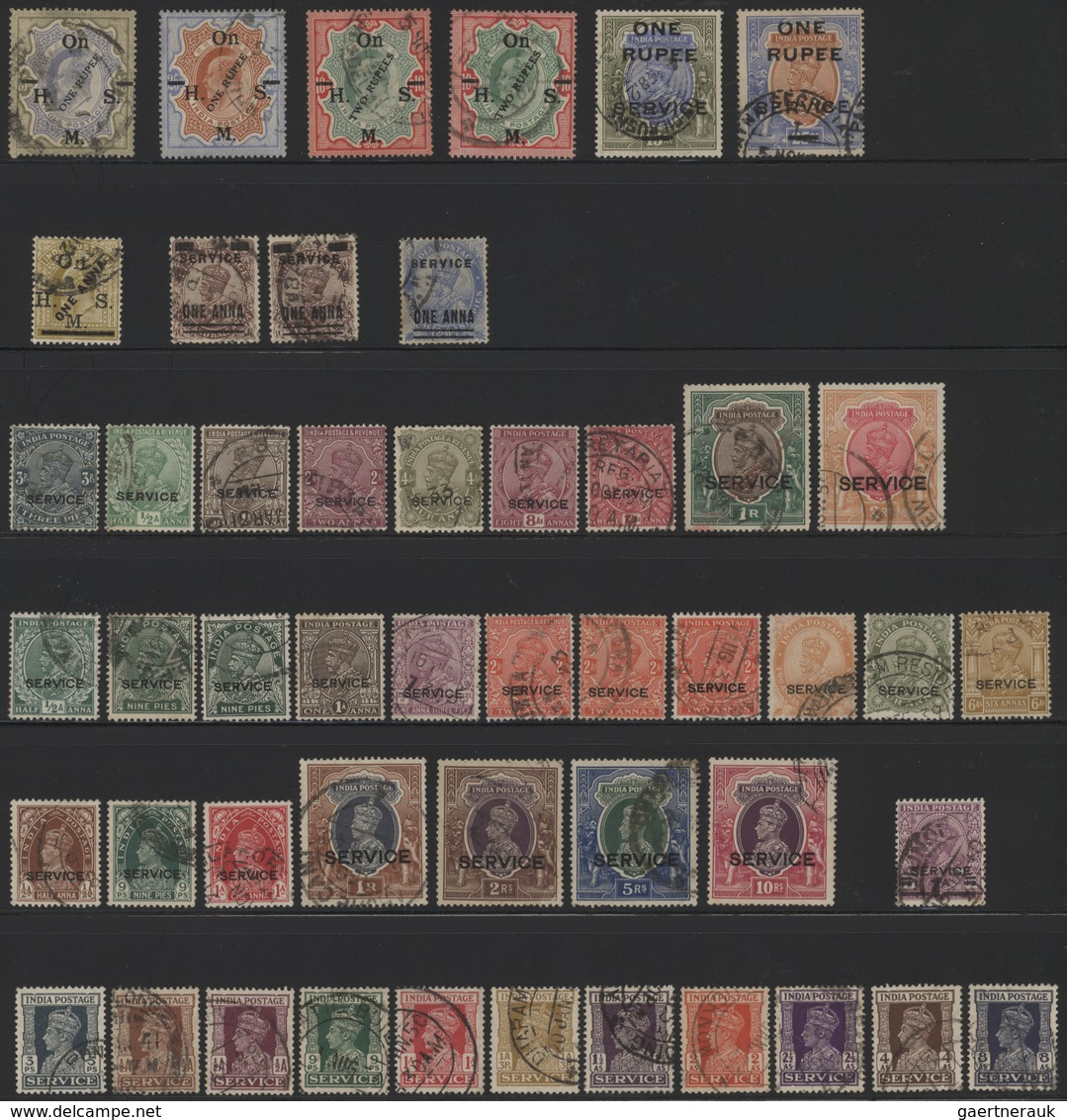 Indien - Dienstmarken: 1866-1942, Used Collection Of About 140 Different Stamps Used, Including Colo - Dienstmarken