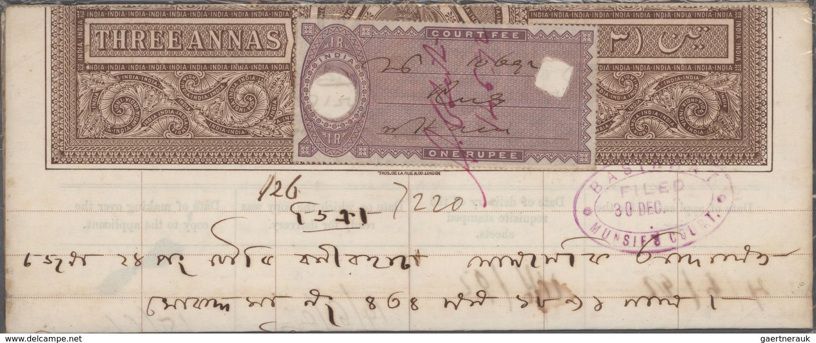 Indien - Besonderheiten: 1870's-1940's: 35 Documents Bearing Various Indian Fiscal Stamps, Two Doc's - Otros & Sin Clasificación