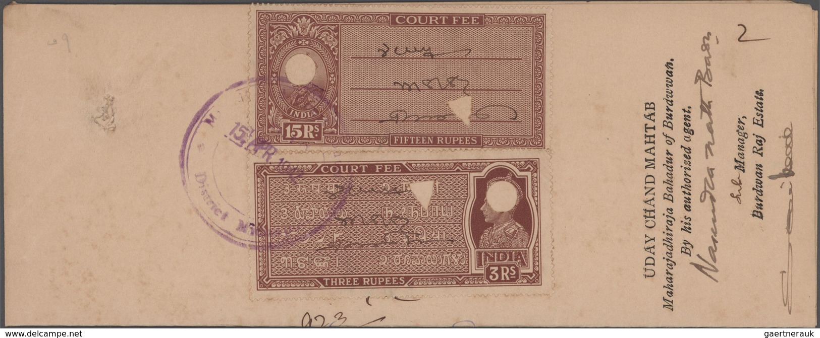 Indien - Besonderheiten: 1870's-1940's: 35 Documents Bearing Various Indian Fiscal Stamps, Two Doc's - Otros & Sin Clasificación