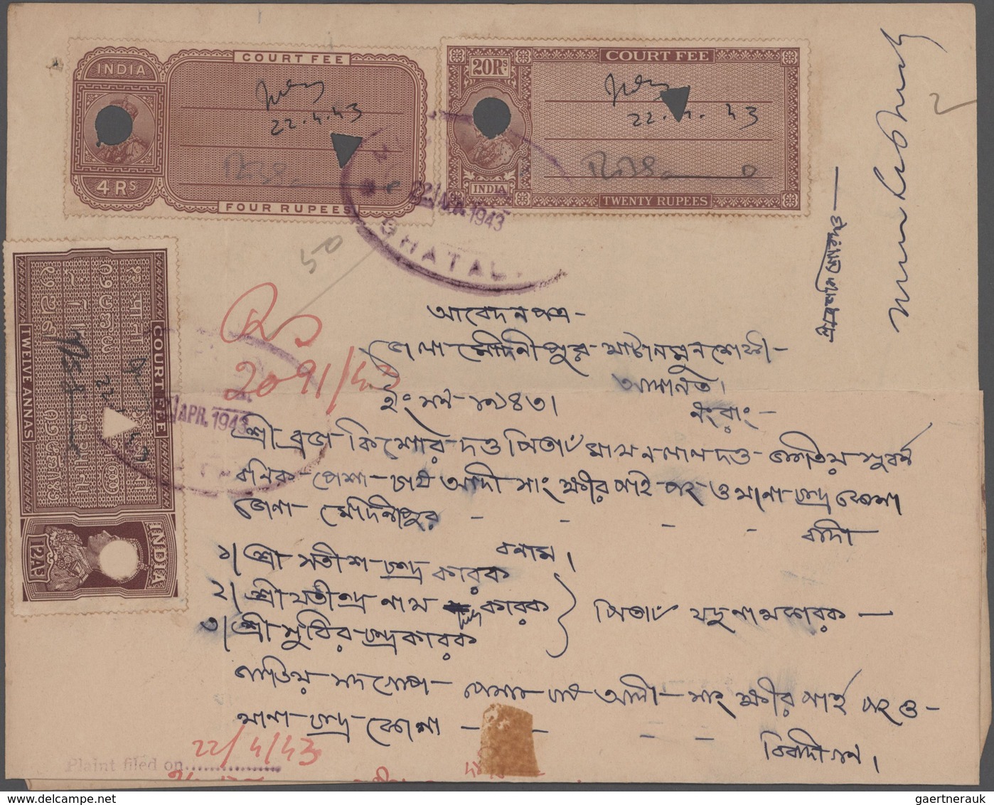 Indien - Besonderheiten: 1870's-1940's: 35 Documents Bearing Various Indian Fiscal Stamps, Two Doc's - Otros & Sin Clasificación